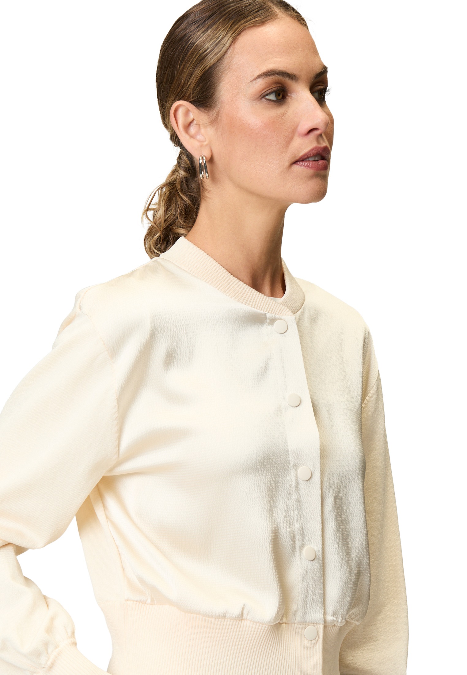 Zero Strickjacke »zero Strickjacke mit Satinvorderseite«, Knopfleiste