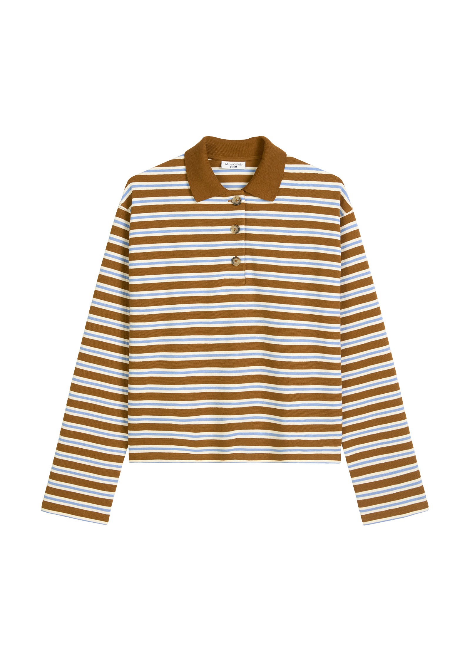 Marc O'Polo DENIM Langarm-Poloshirt »aus gestreiftem Heavy Piqué-Jersey«