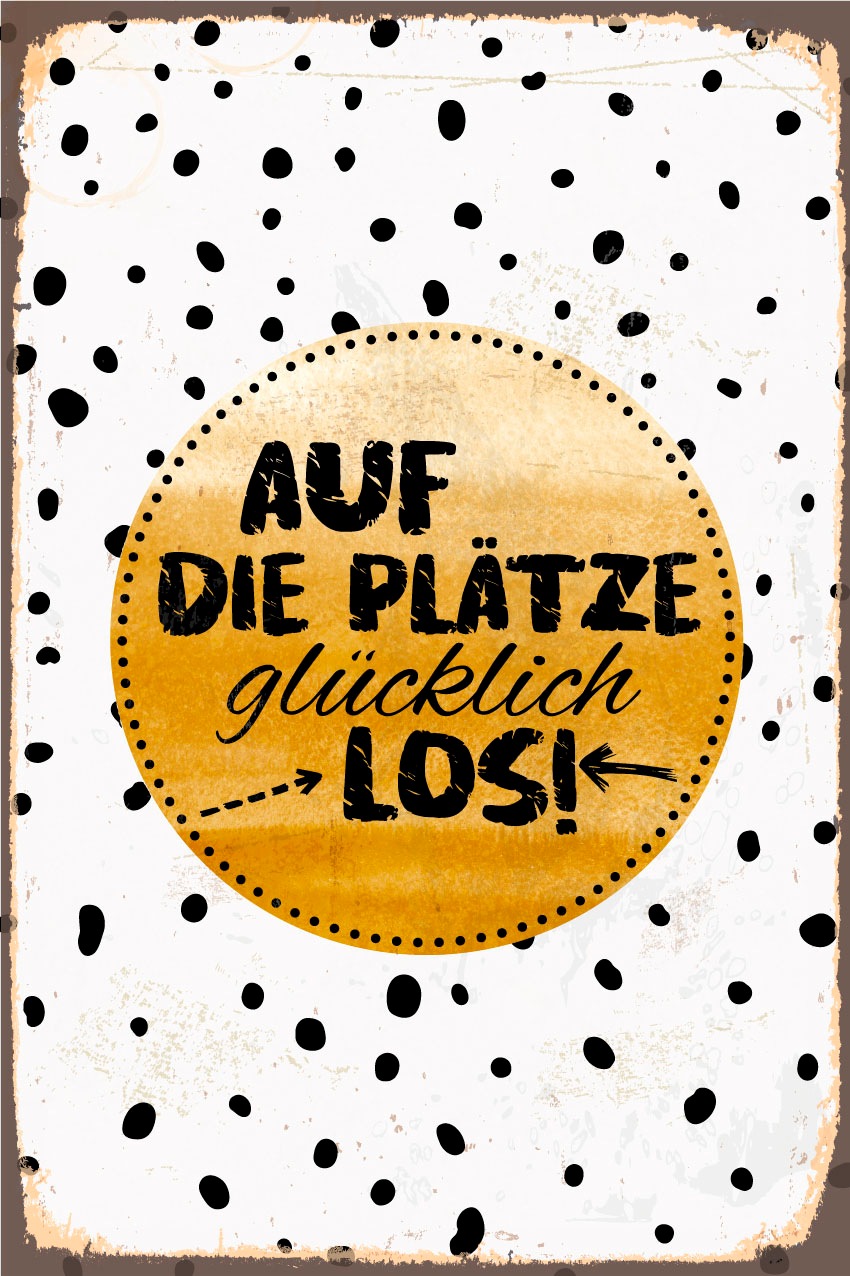 queence Metallbild "Glücklich los", (1 St.), Stahlschild, Blechschild, Sprü günstig online kaufen