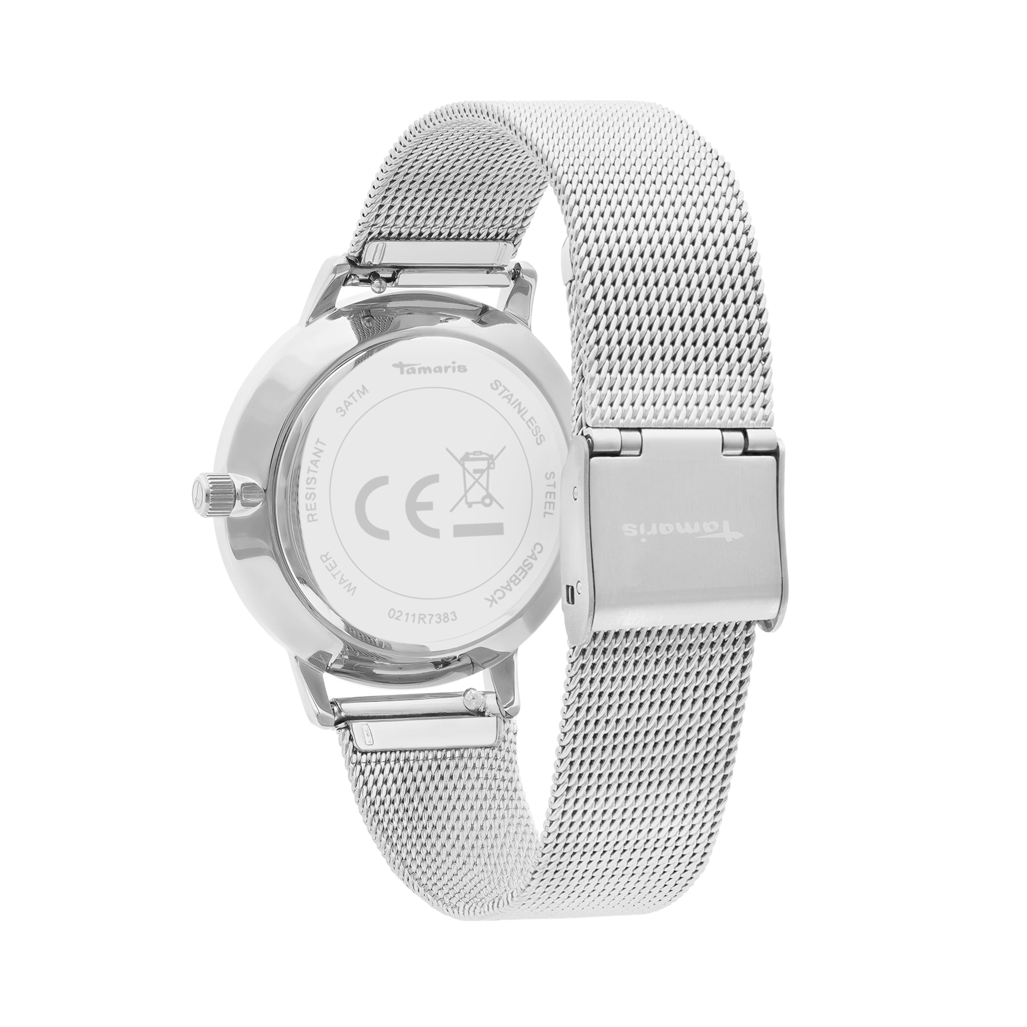 Tamaris Quarzuhr Armbanduhr, Damenuhr, Edelstahlarmband, analog, Zirkonia (synth.)