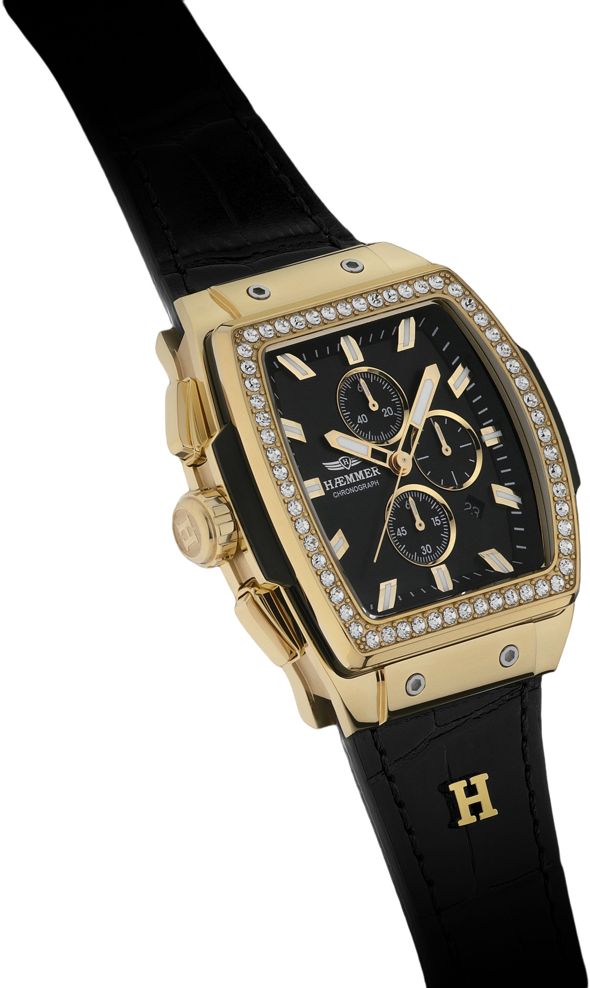 HAEMMER GERMANY Chronograph »TONNEAU«, Quarzuhr, Armbanduhr, Damenuhr, Lederarmband, verschraubte Krone, Tag