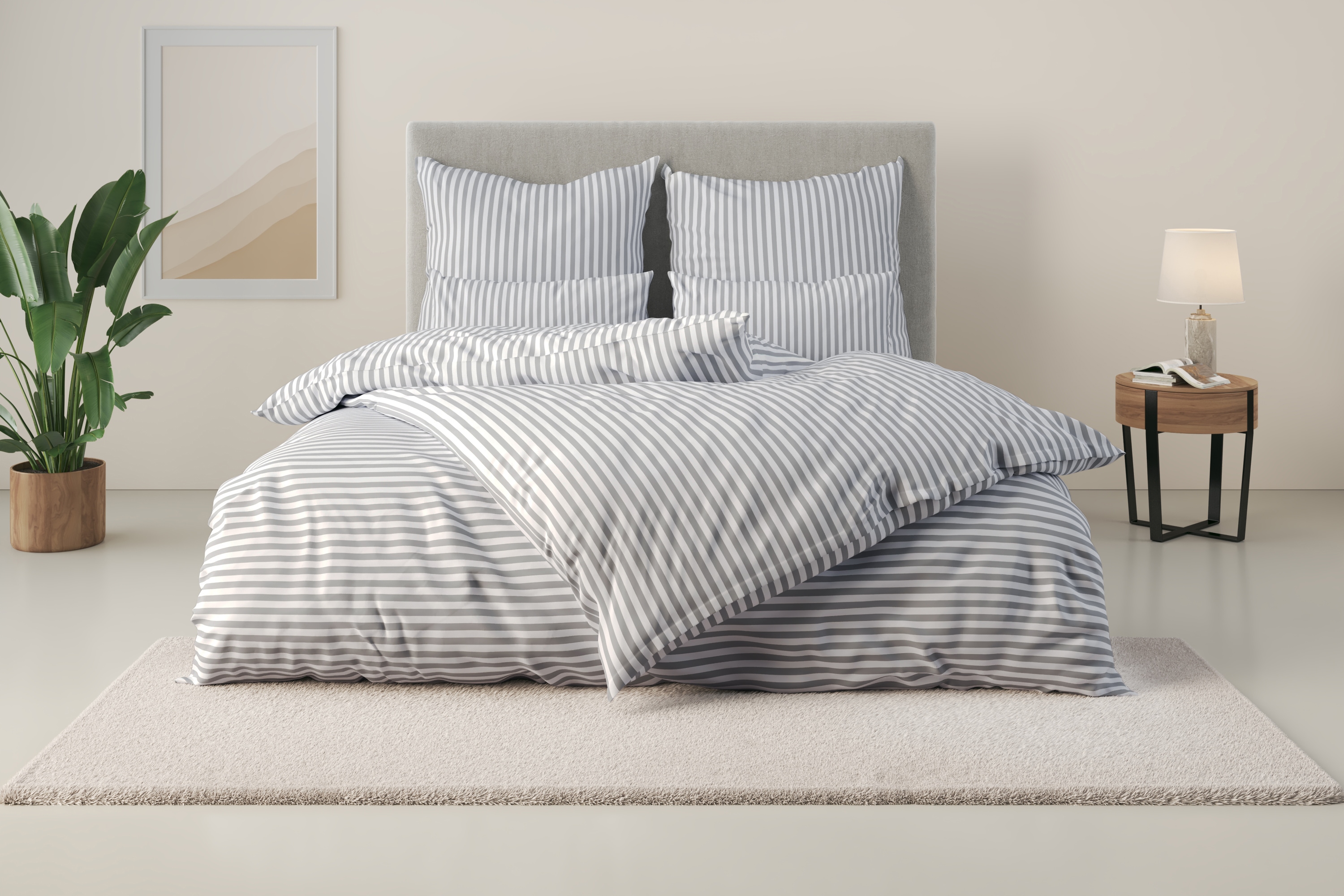 LeGer Home by Lena Gercke Bettwäsche "Linnea" 3 aus 100% Baumwolle, Streifendesign