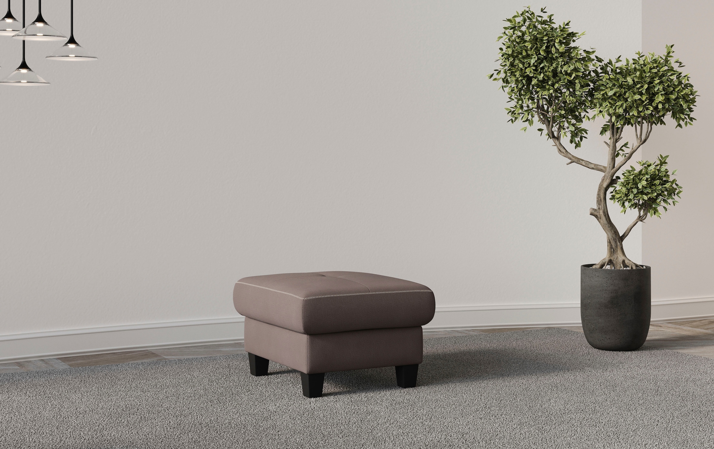 Home affaire Polsterhocker "Varese" Kreuznaht in beige günstig online kaufen