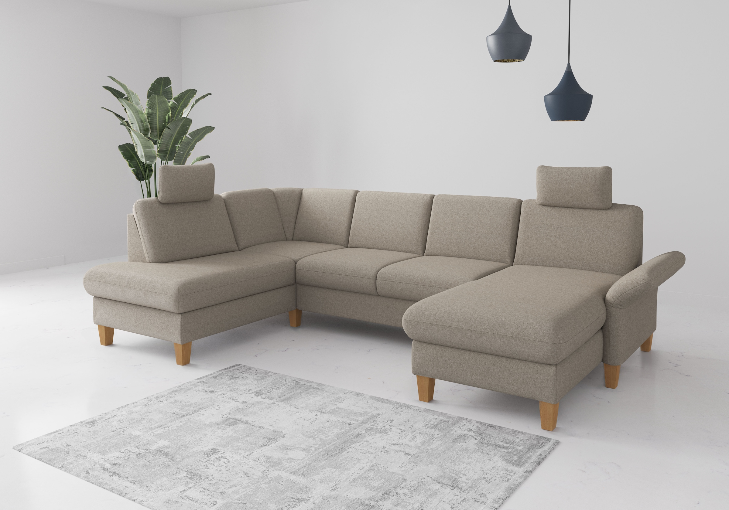 Home affaire Wohnlandschaft "Rochelle, U-Form", optional mit Armteilverstel günstig online kaufen