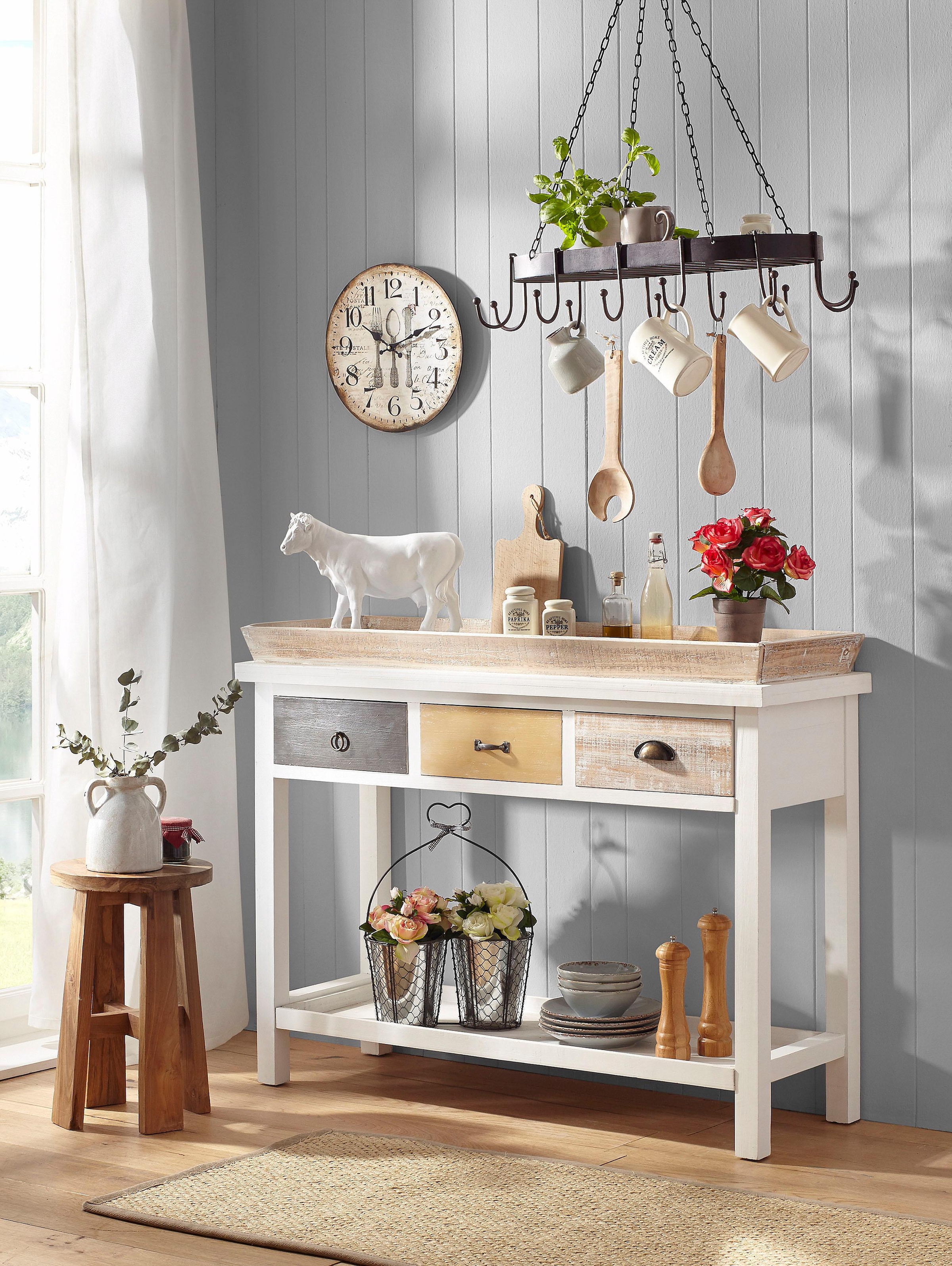 Home affaire Wanduhr »"Werant"« rund, Ø 34 cm, Vintage Optik, dekorativ in Küche & Wohnzimmer