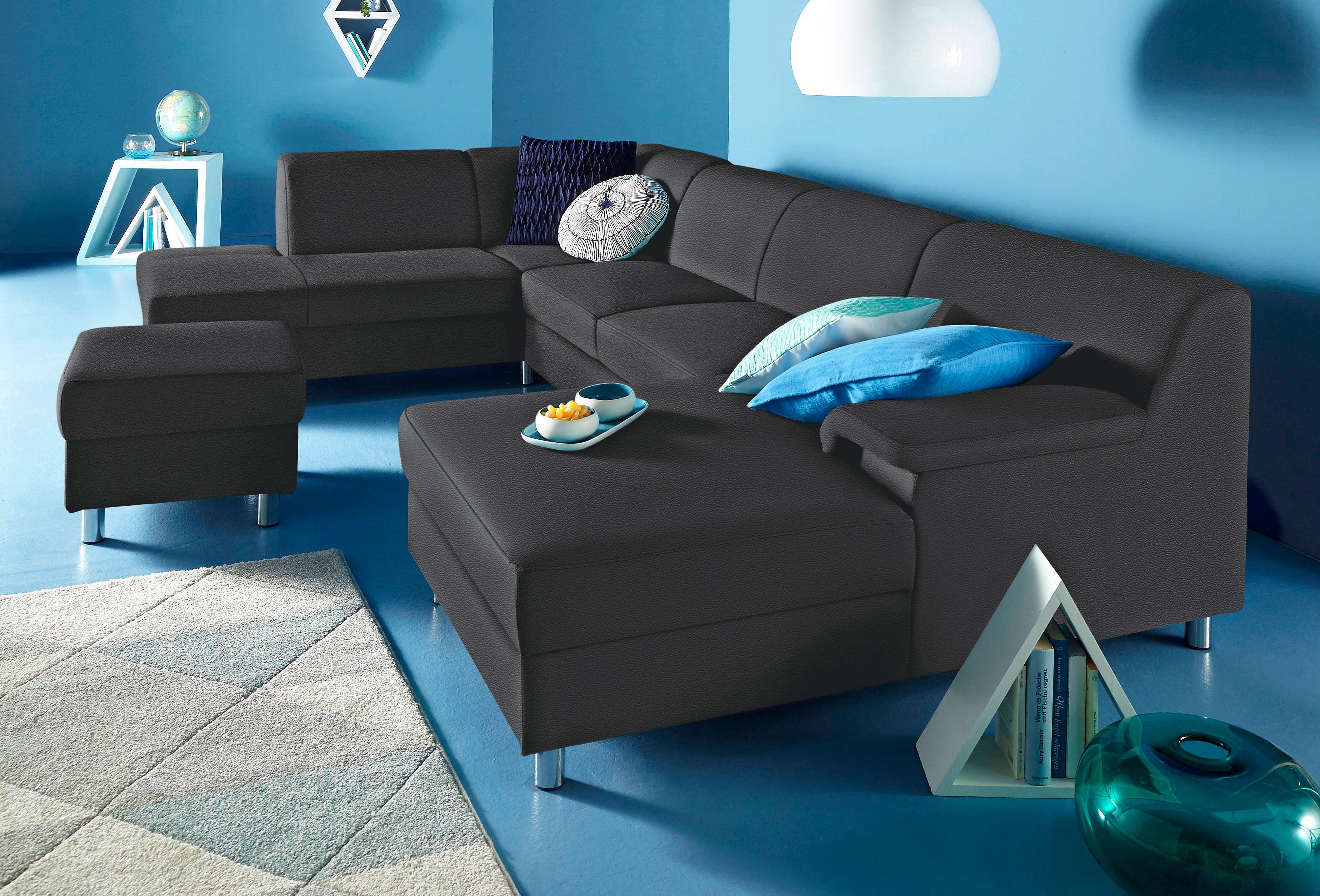 Home affaire Wohnlandschaft "Jamie, zeitloses Design, fester Sitzkomfort, viel Platz, U-Form" wahlweise mit Bettfunktion
