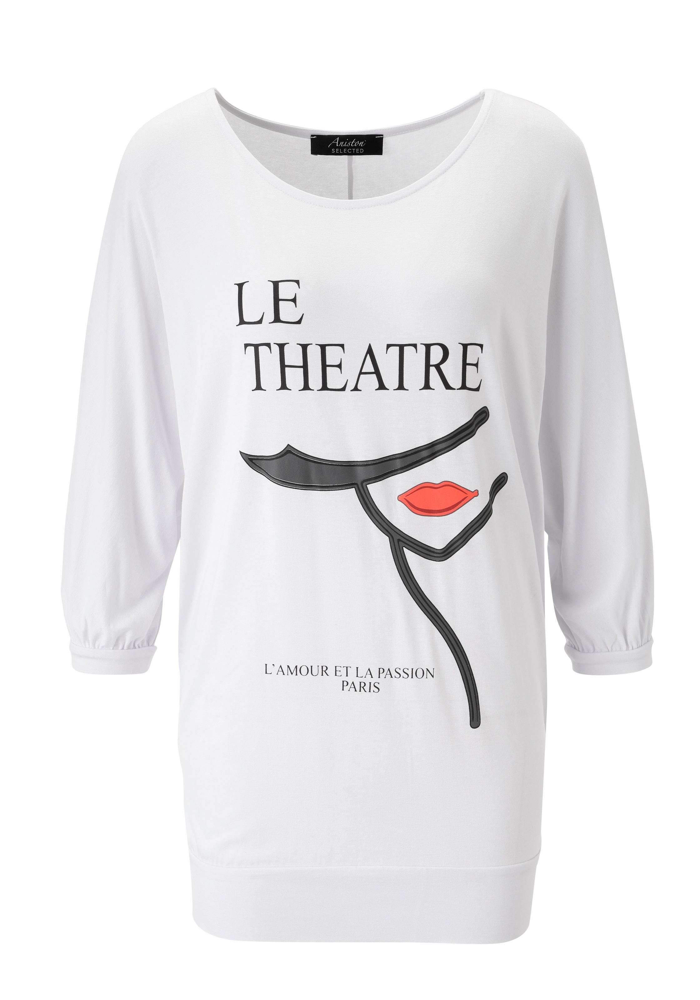 Aniston SELECTED 3/4-Arm-Shirt, mit femininen Druck und Statement-Schriftzug - NEUE KOLLEKTION