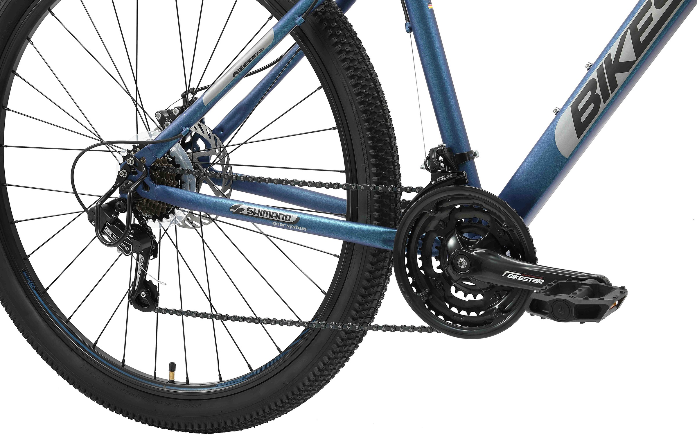 Bikestar Mountainbike, 21 Gang, Shimano, RD-TY300 Schaltwerk, Kettenschaltung, für Damen und Herren, Kettenschaltung