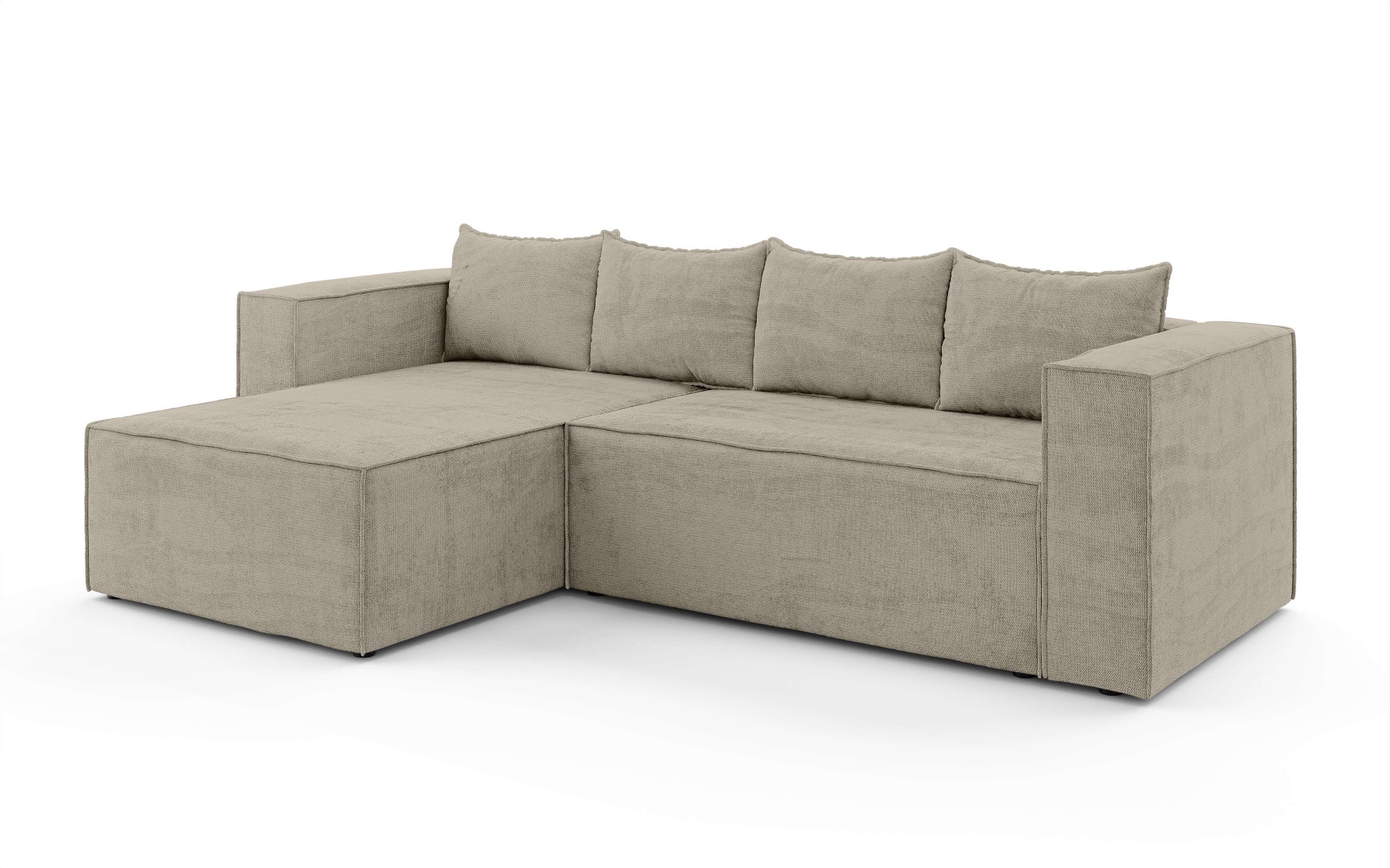 INOSIGN Ecksofa »LINCOLNVILLE mit Bettfunktion und Bettkasten, Maße B/H/T 244/76/150 cm«, L-Form mit Wellenunterfederung, Recamiere beidseitig montierbar