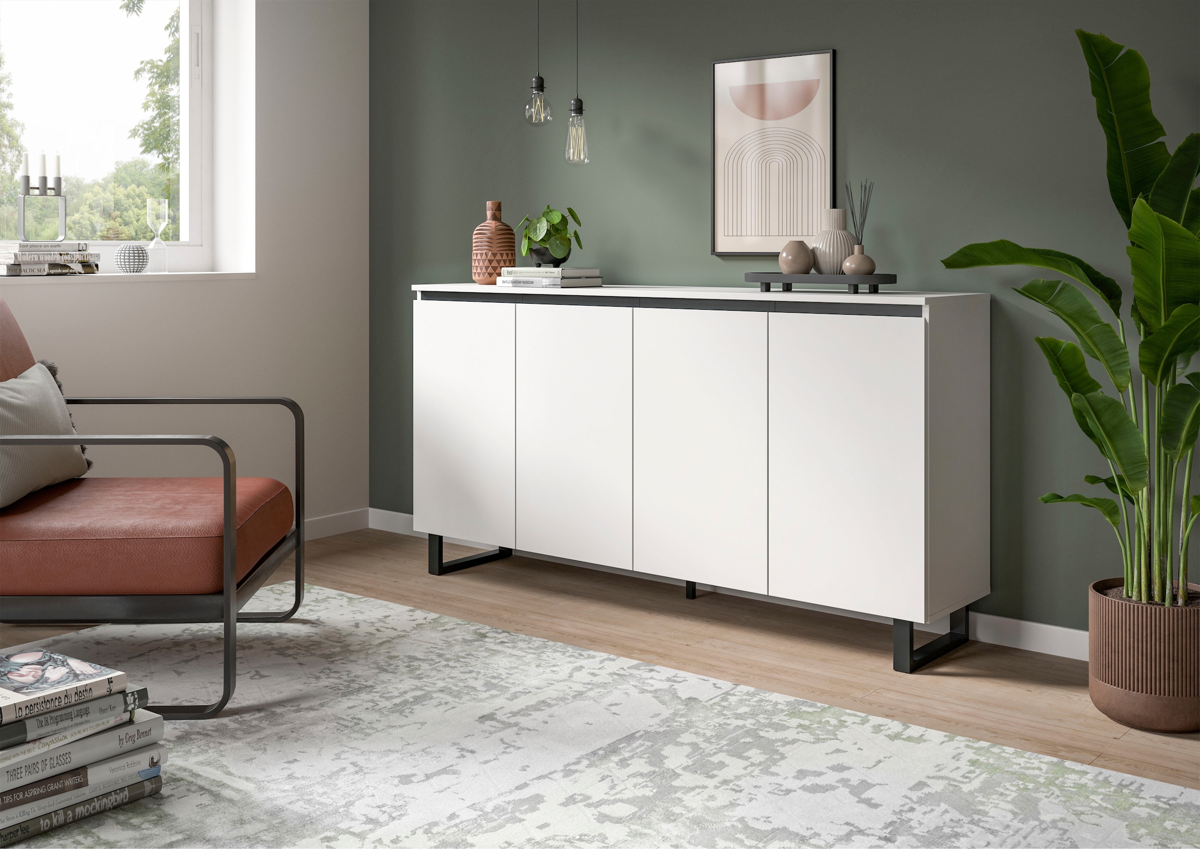 INOSIGN Sideboard »TOMA, Breite: 160 cm, mit Metall-Kufen-Fuß, 4 Türen, 4 Einlegeböden«, Anrichte, Kommode, Schrank, Board, Higboard