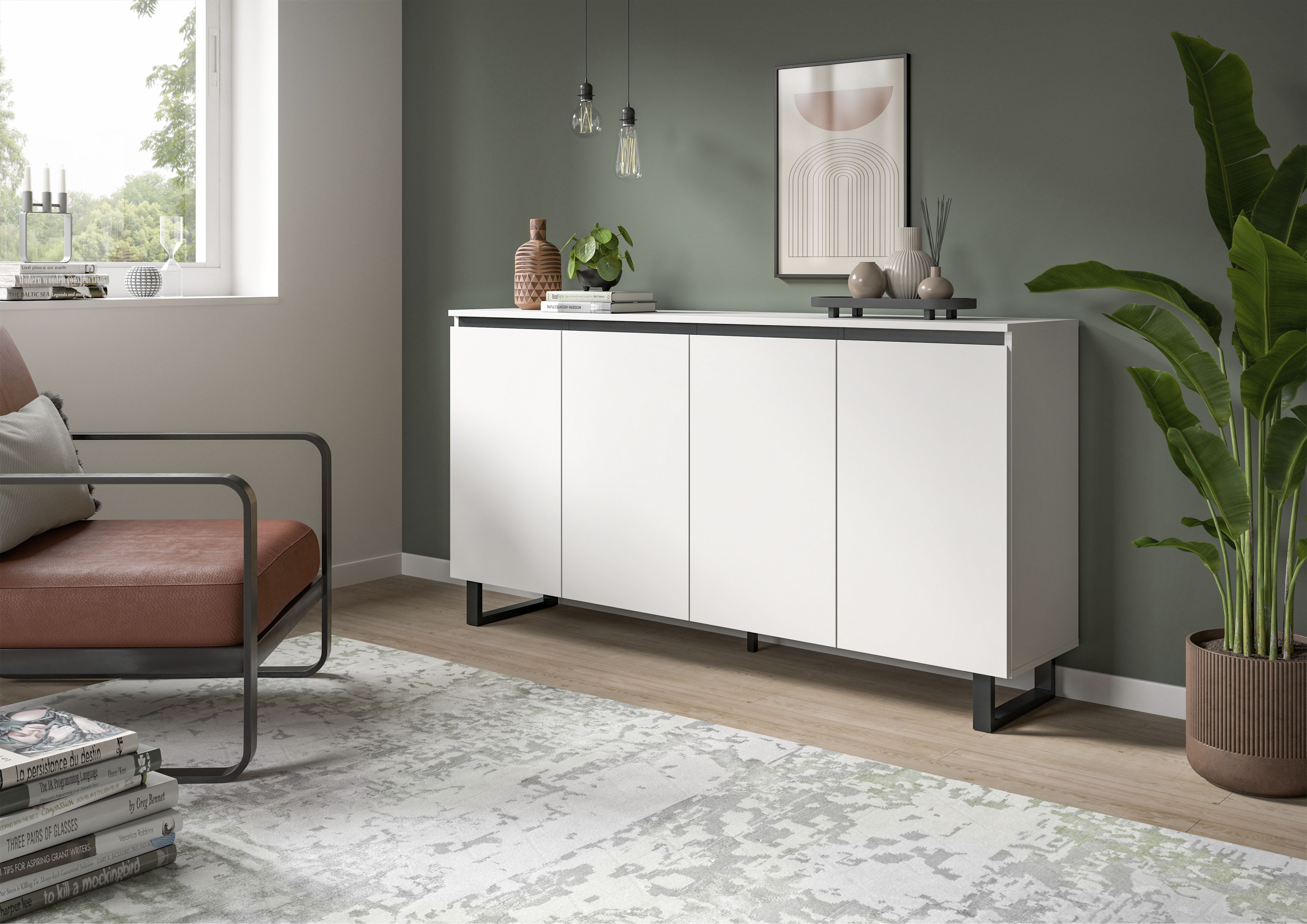 INOSIGN Sideboard "TOMA, Breite: 160 cm, mit Metall-Kufen-Fuß, 4 Türen, 4 E günstig online kaufen