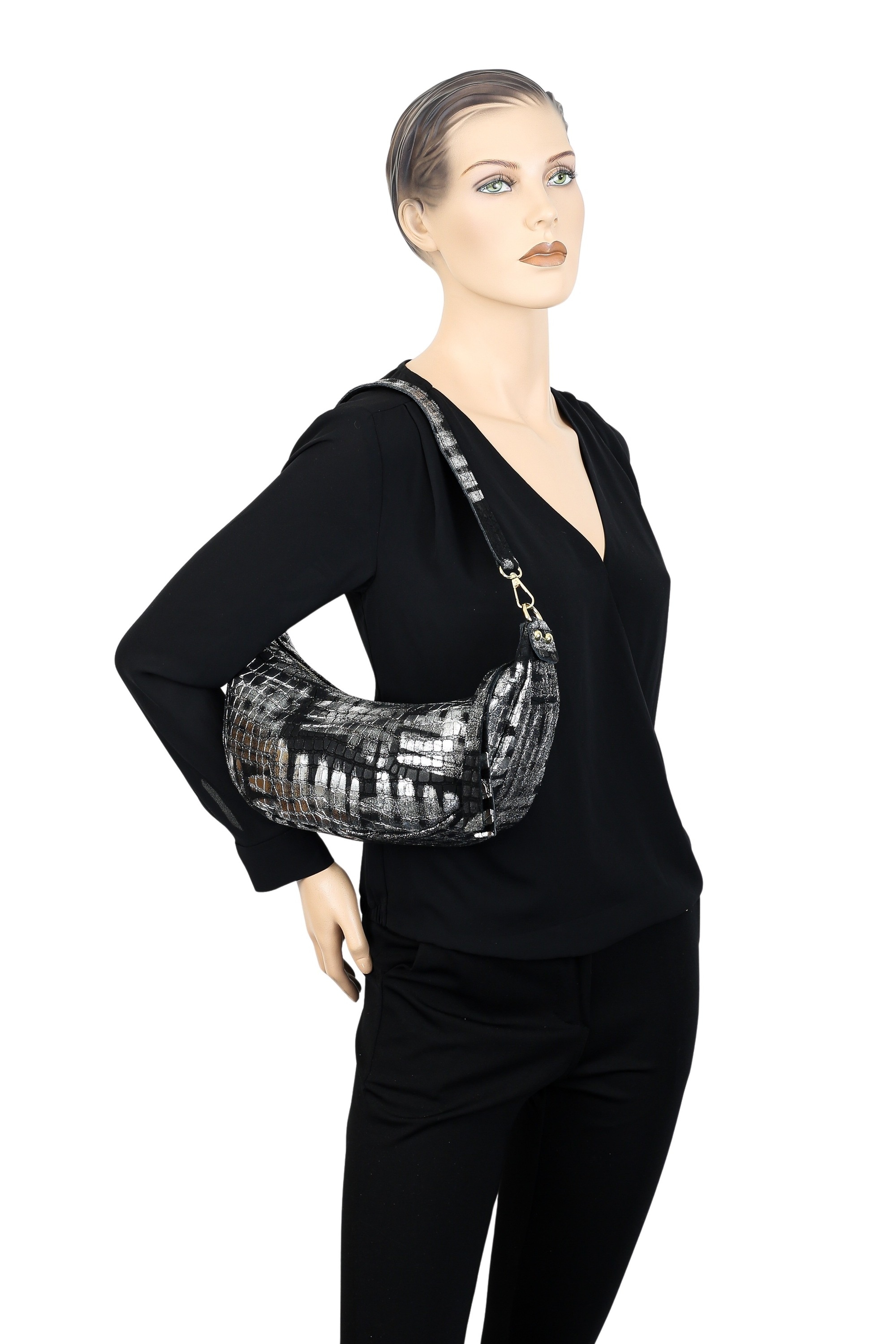 COLLEZIONE ALESSANDRO Schultertasche »Silbermond«, elegant-luxuriöse Tasche mit silber-Finish