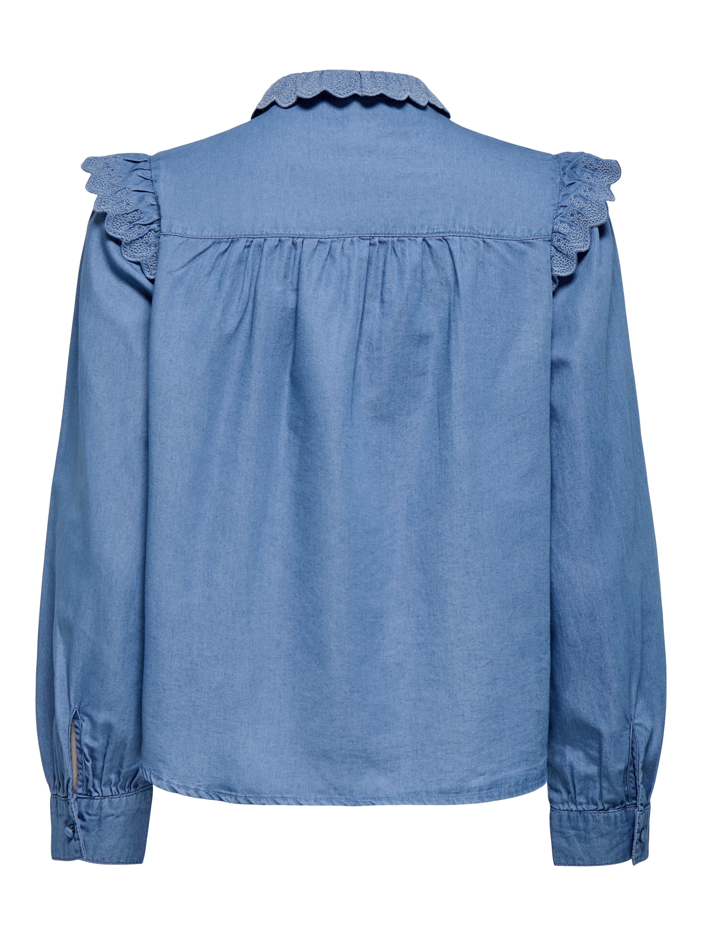 ONLY Jeansbluse »ONLPIPER L/S EMB FRILL DNM SHIRT QYT« mit Rüschen