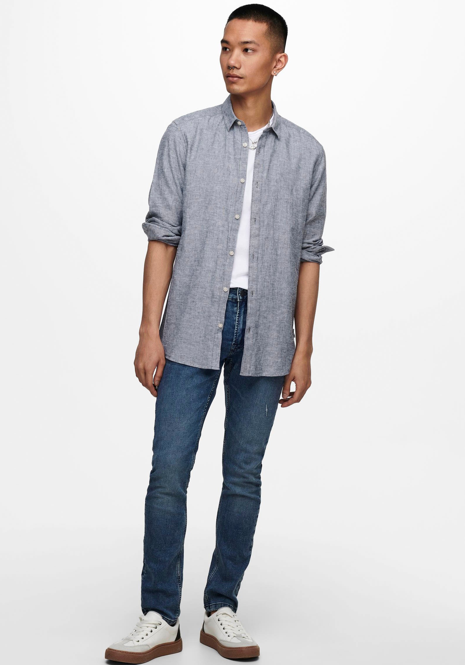 ONLY & SONS Langarmhemd »ONSCAIDEN LS SOLID LINEN SHIRT NOOS«