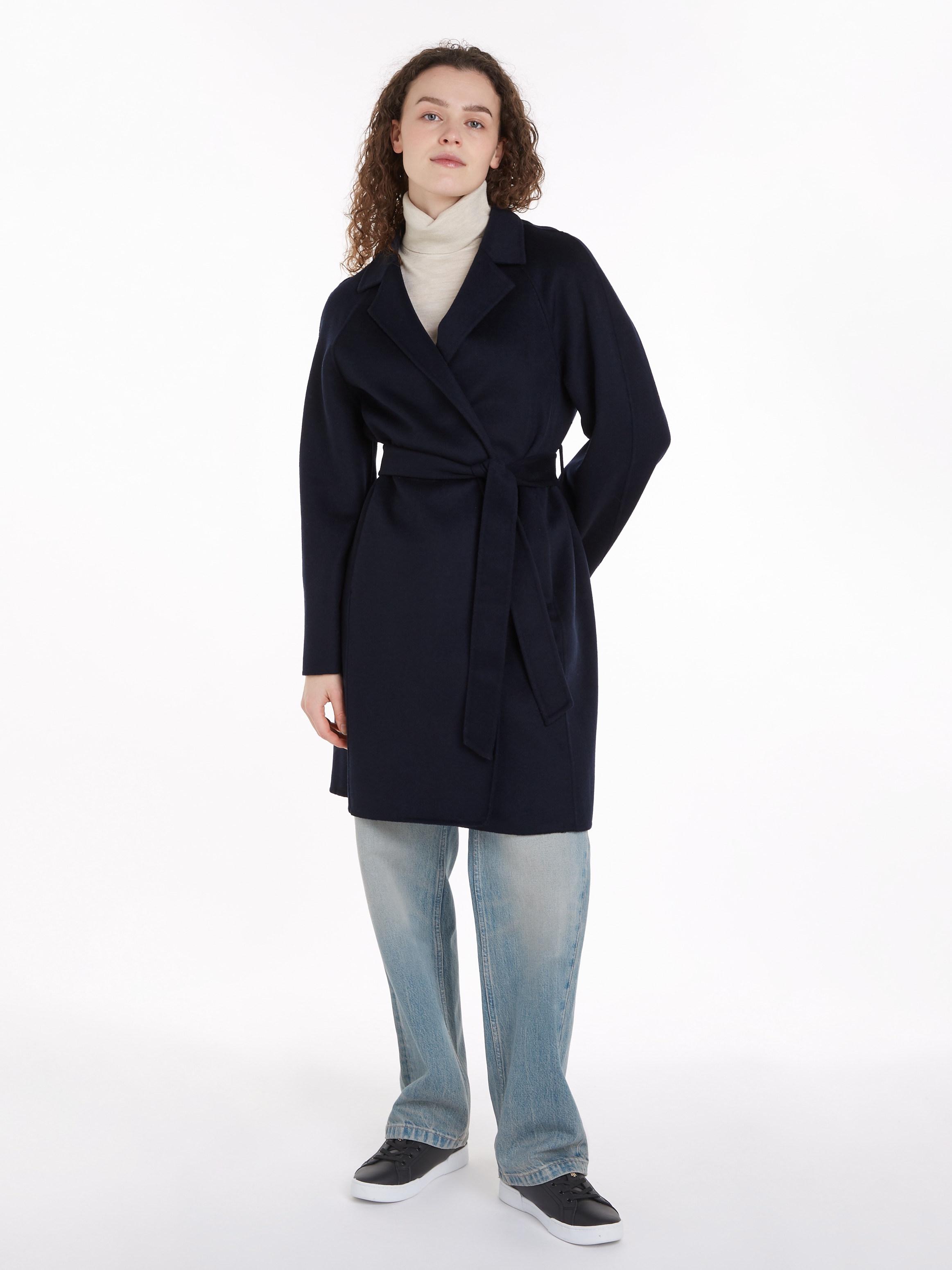 Tommy Hilfiger Kurzmantel »REG DF WOOL BELTED COAT«, mit Gürtel