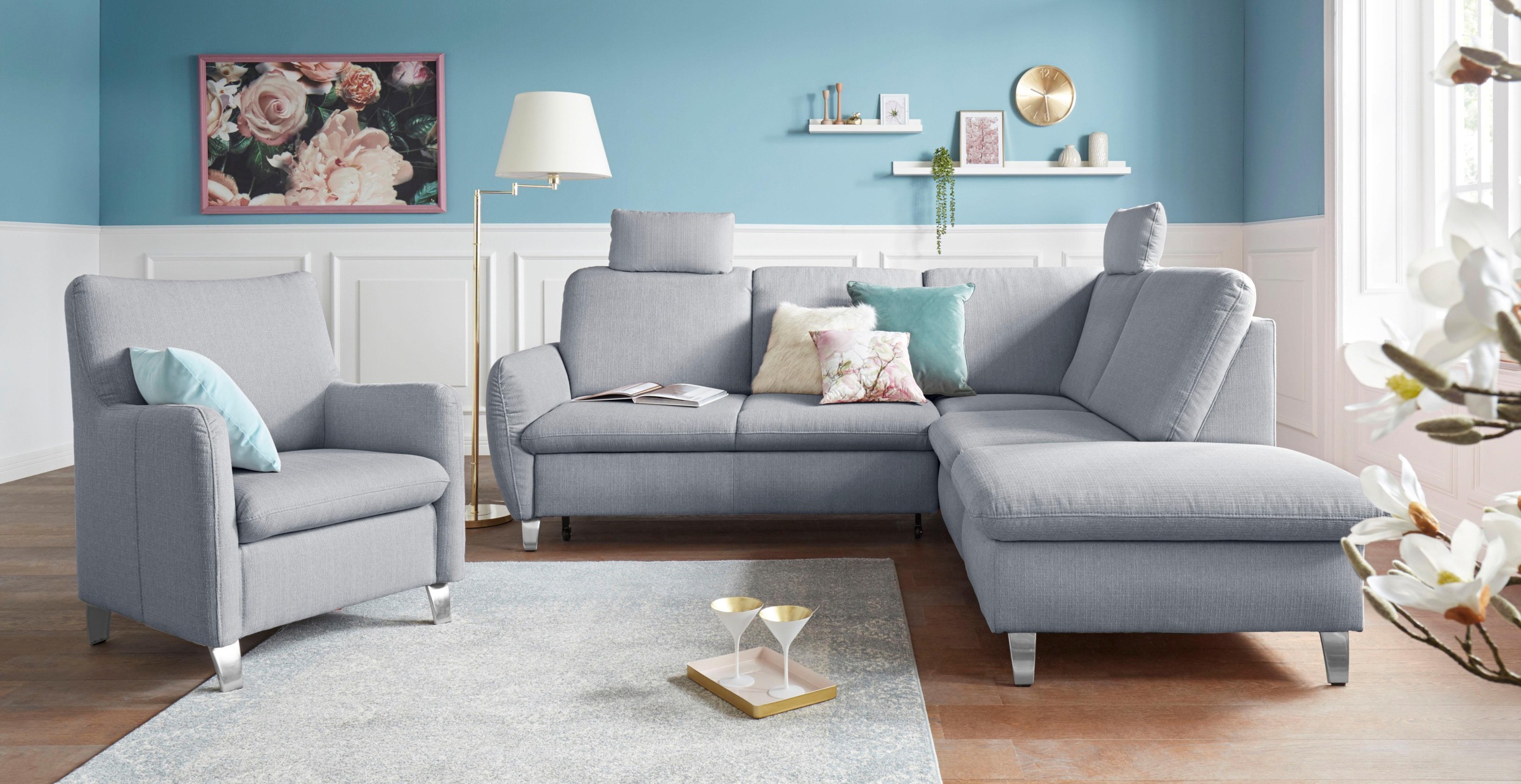 sit&more Ecksofa »Daytona L-Form«, mit Federkern, zwei Kopfstützen und wahlweise mit Bettfunktion