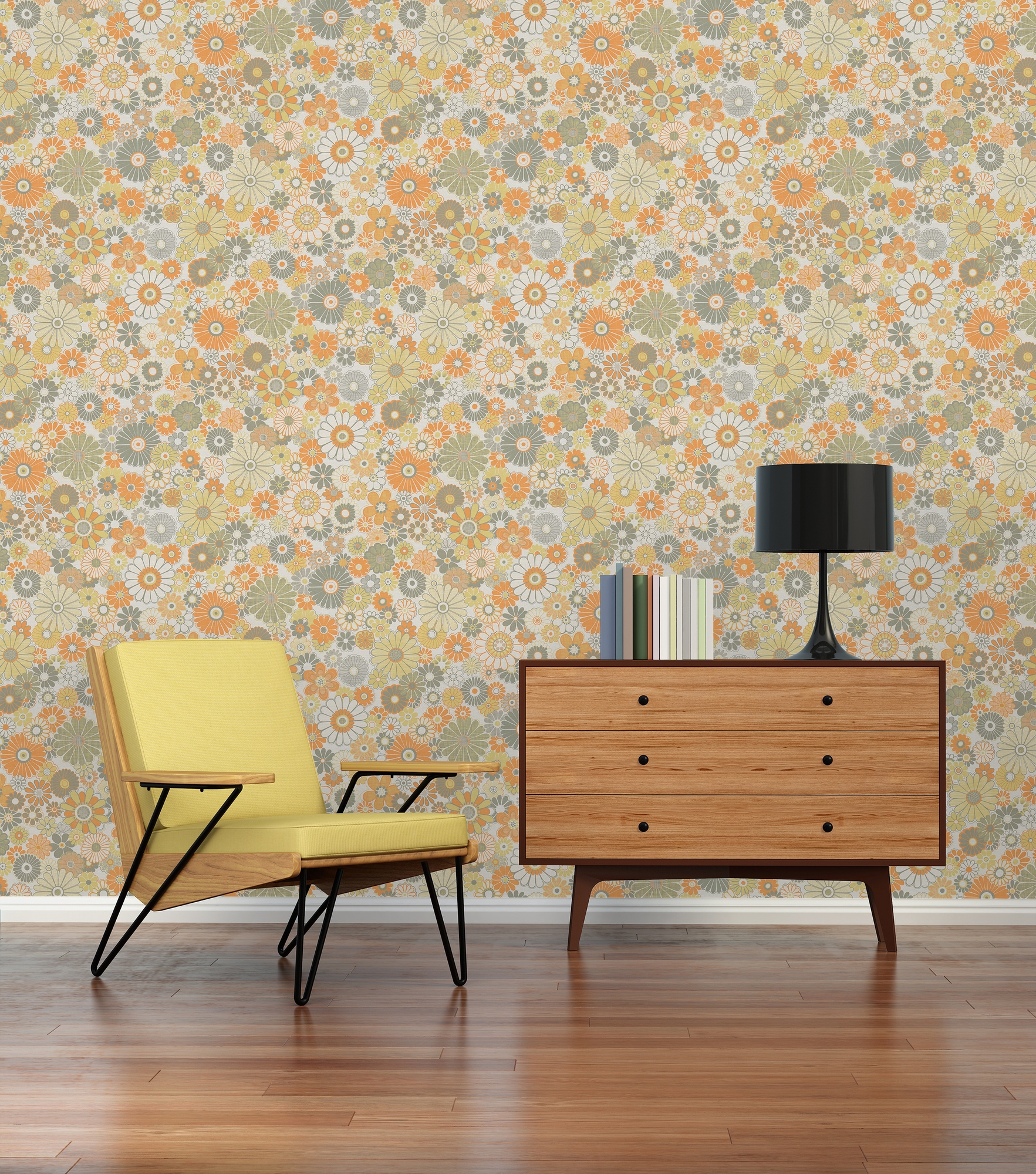 A.S. Création "Retro Chic florale Tapete Mustertapete Retro Blumen" matt strukturiert Vintage Vliestapete für Schlafzimmer Küche Wohnzimmer Floral Design