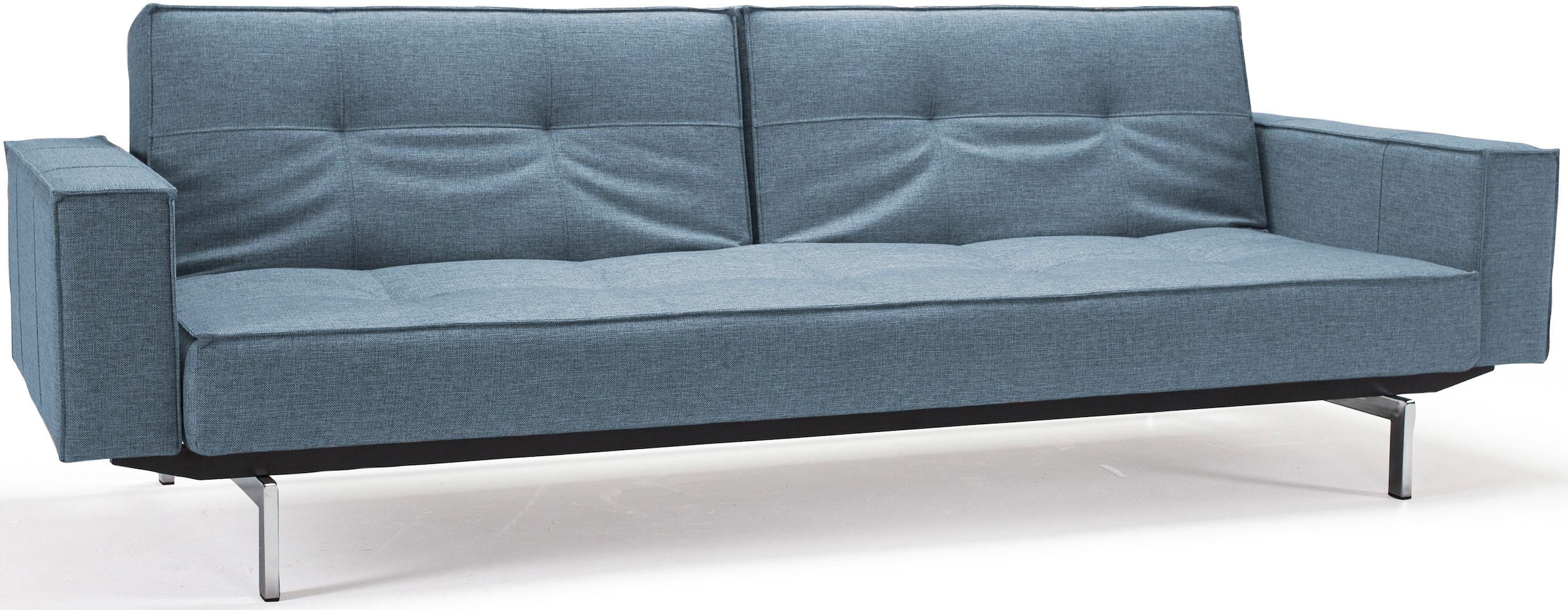 chromglänzenden in | skandinavischen und Sofa ™ »Splitback«, mit LIVING BAUR Beinen, INNOVATION Armlehne Design
