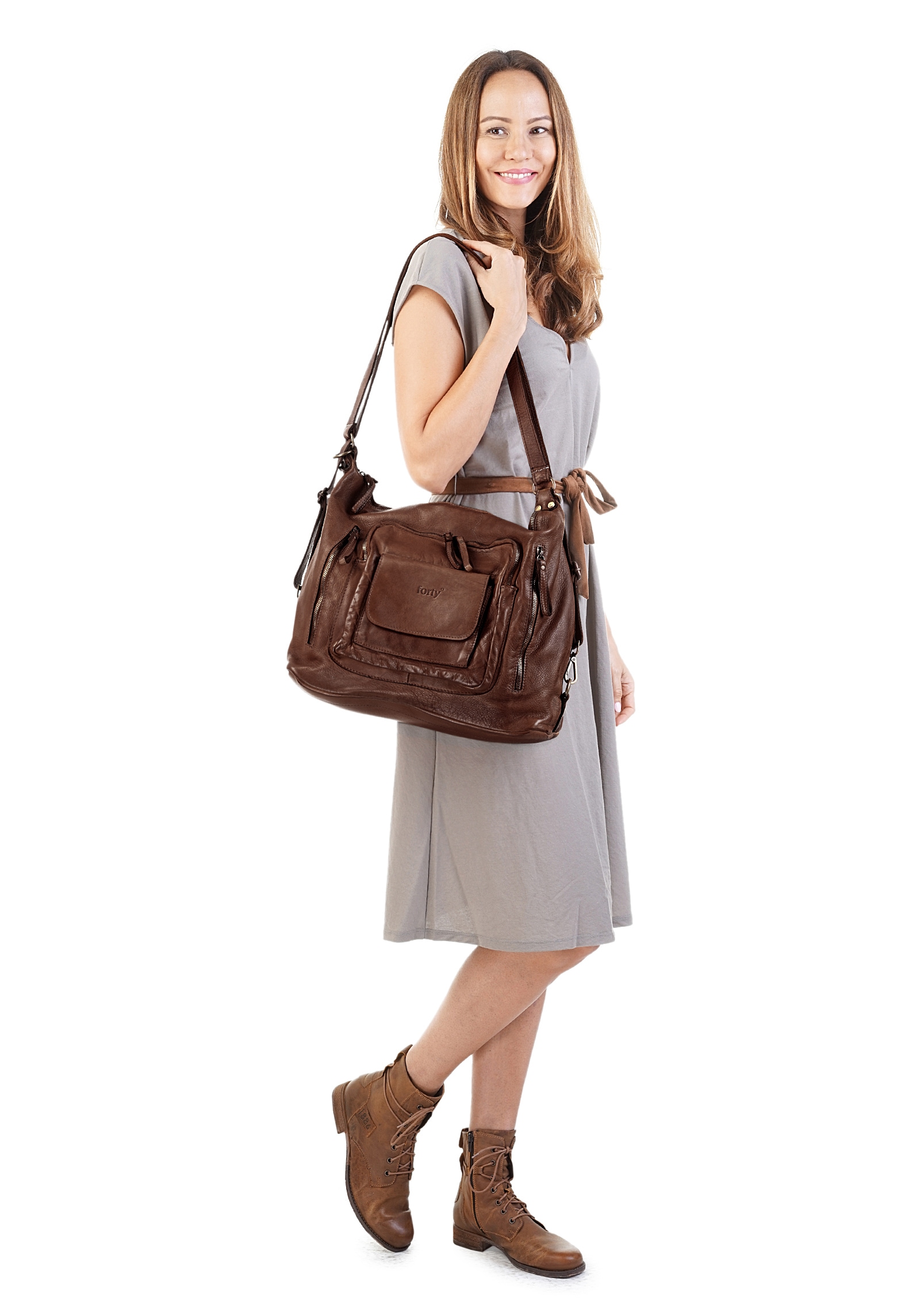 forty° Cityrucksack, echt Leder, Made in Italy