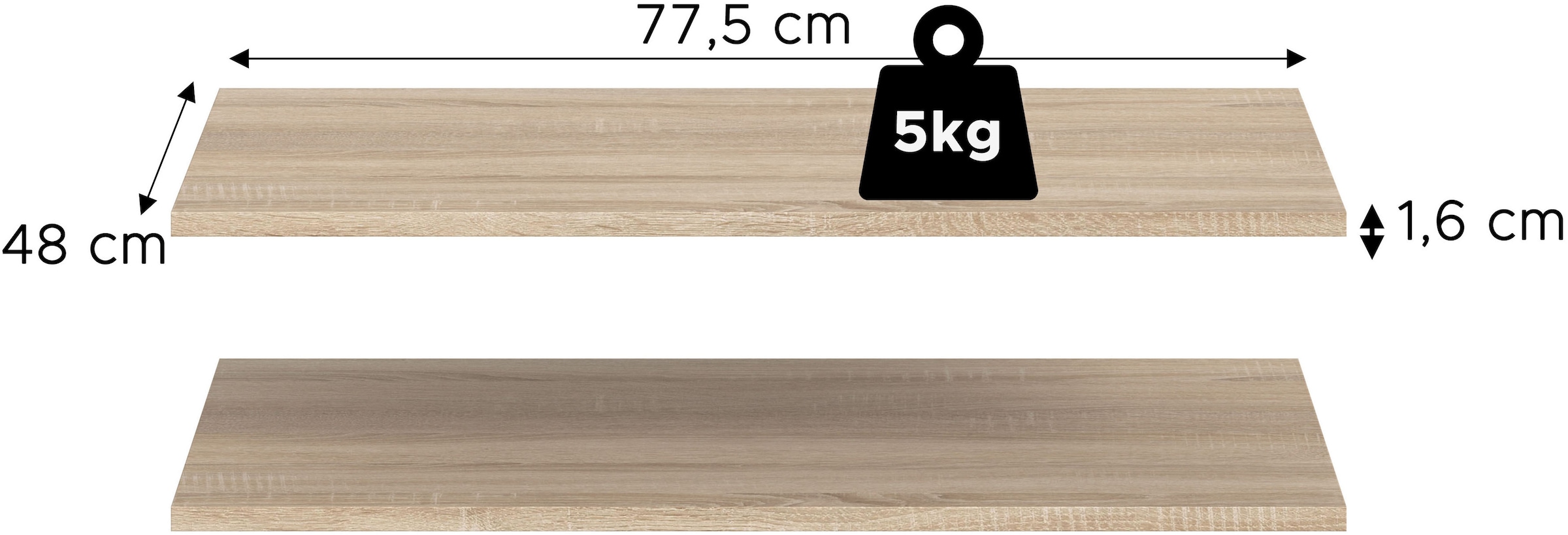 Home affaire Einlegeboden »Skarde, Einlegeböden 78 cm«, (2 St.), Skarde, Einlegeboden 2er Set, 78 cm