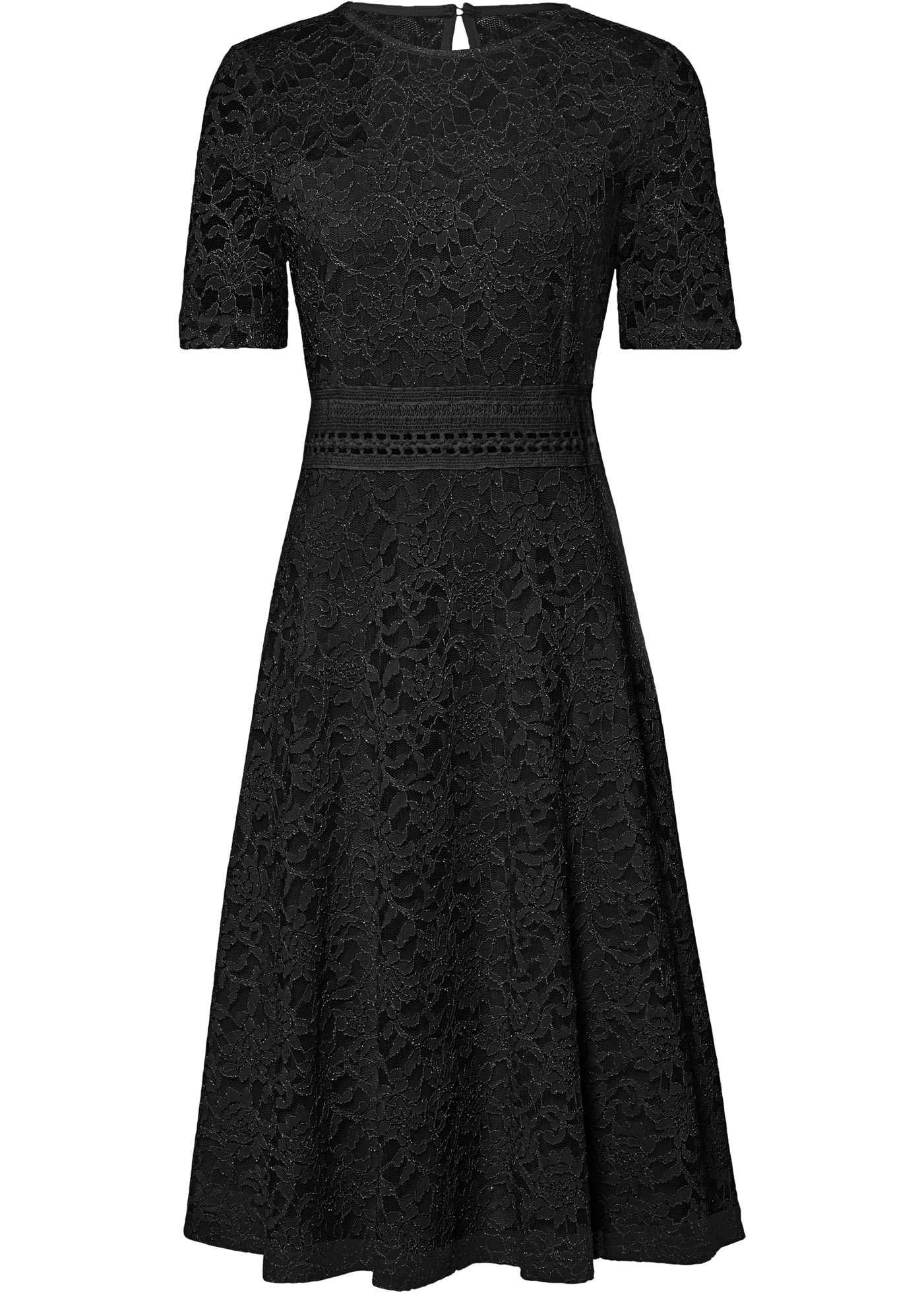 bonprix Spitzenkleid festlicher Stil, mit kurzem Arm, ausgestellte Passform
