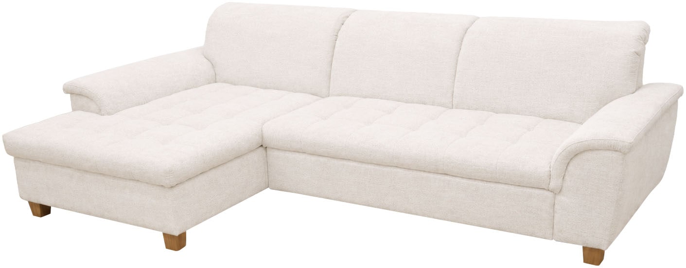 OTTO home »Eggery 279 x 170 cm, auch mit Schlaffunktion & Bettkasten, Holzfüße« Kopfteile verstellbar, L-Form, aus pflegeleichtem Luxus-Microfaser