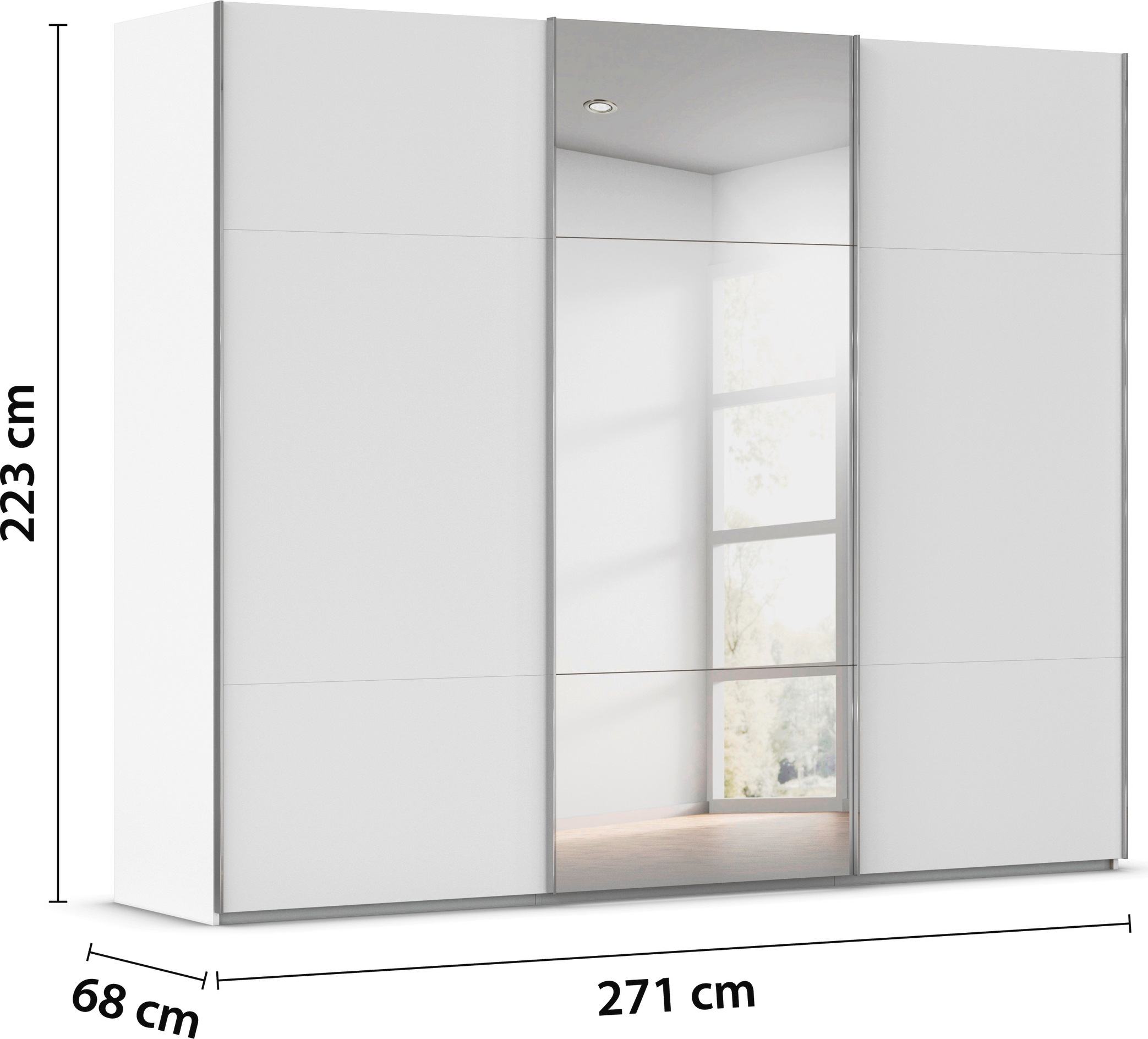 rauch Schwebetürenschrank »Kleiderschrank Schrank Garderobe Schlafzimmerschrank CONTIDO«, (in 3 verschiedenen Ausstattungen BASIC/CLASSIC/PREMIUM), aus hochwertigem Material in 6 Breiten 2 Griff-Farben MADE IN GERMANY