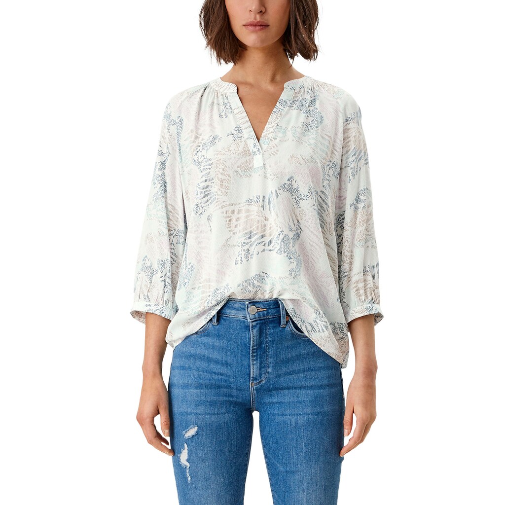 Damenmode Blusen s.Oliver Druckbluse, mit abstraktem Muster off-white aop Damenmode Blusen s.Oliver Druckbluse, mit abstraktem Muster off-white aop