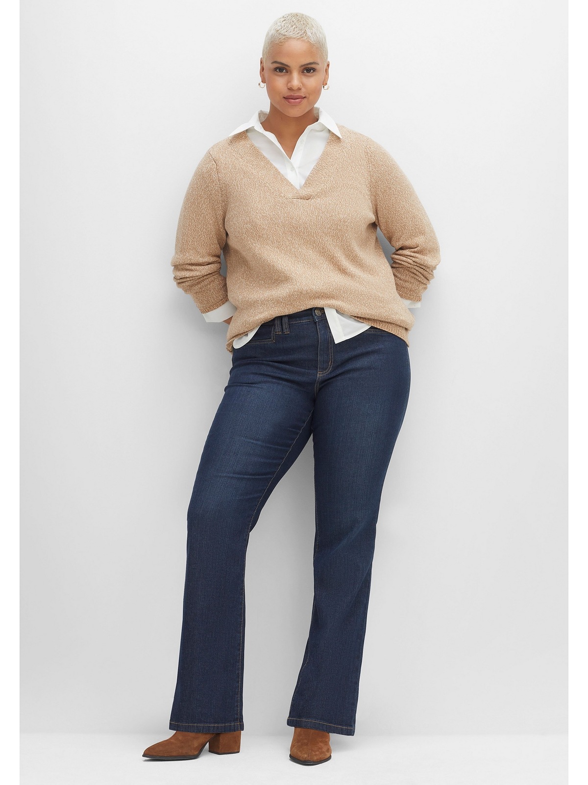 mit | Größen«, Kontrastnähten »Große kaufen BAUR Sheego Bootcut-Jeans