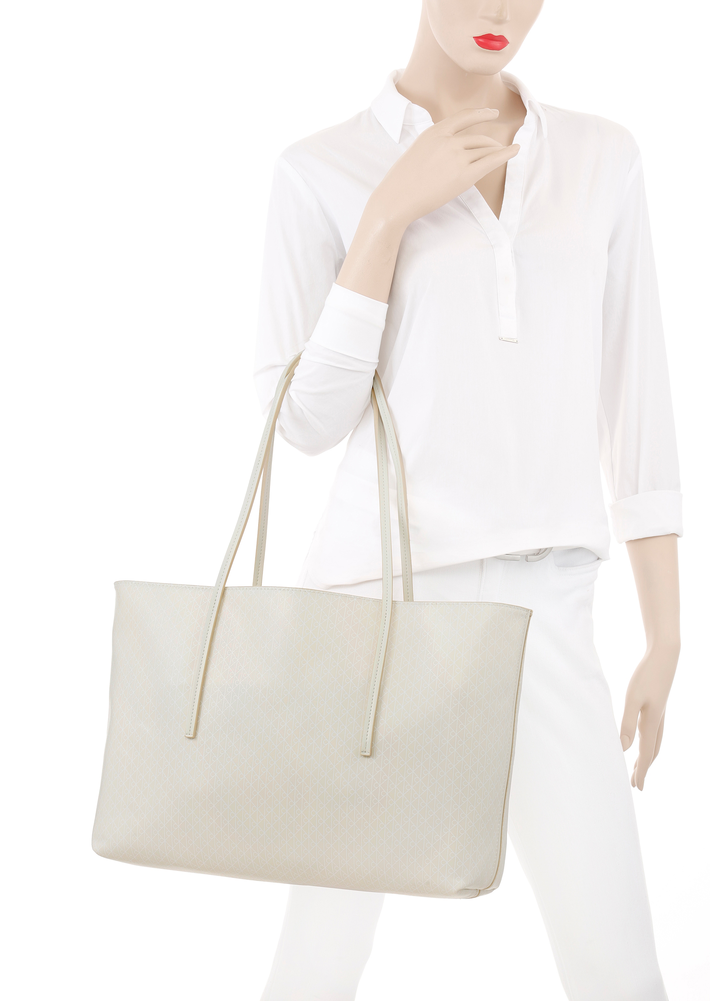 Calvin Klein Henkeltasche »AOP TOTE W/ POUCH ON STRAP« Umhängetasche, Schultertasche, Set, mit Monogramm-Print