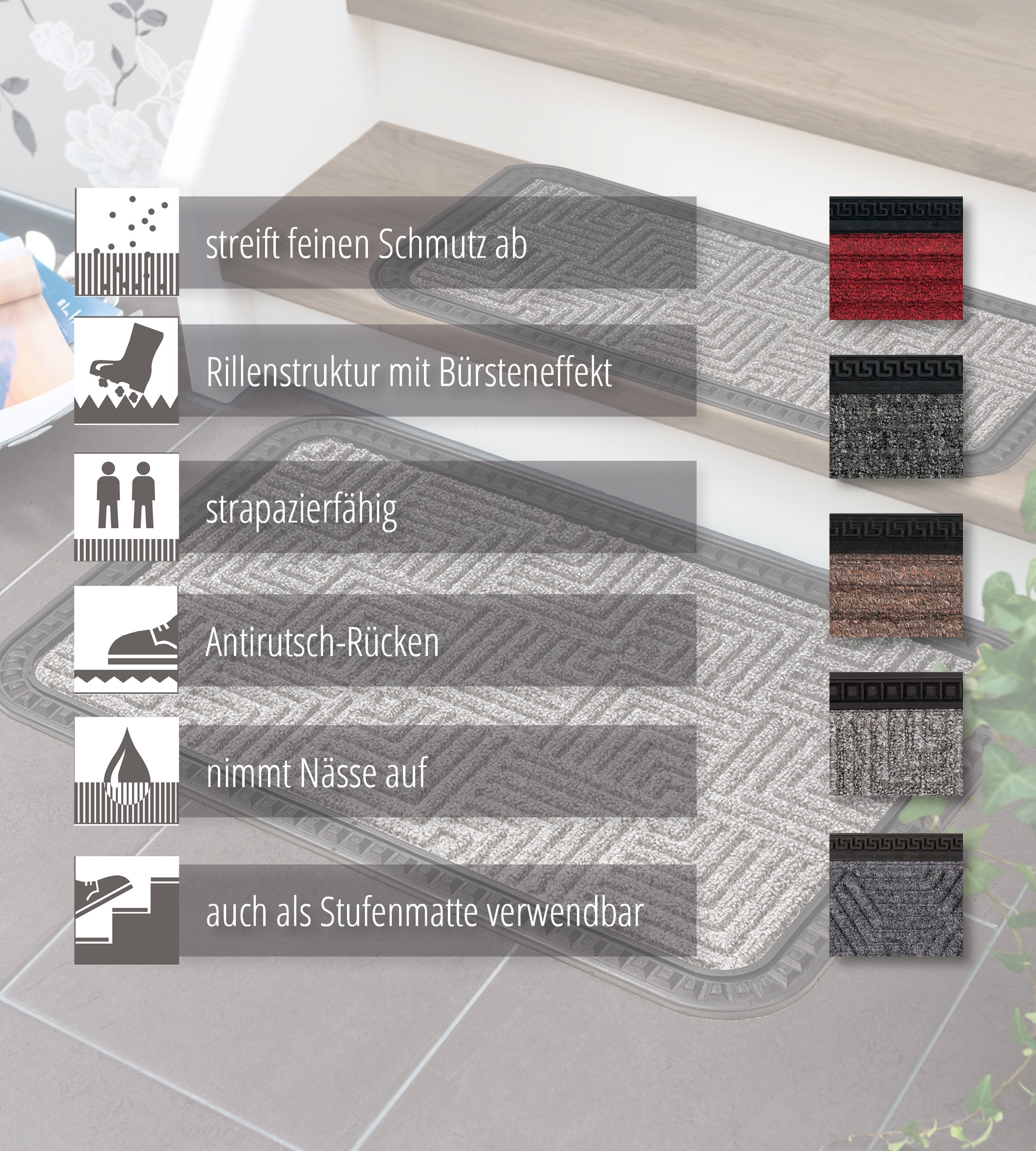 Thumbnail - ASTRA Fußmatte "Border Star 1" rechteckig 8 mm Höhe Türmatte, Schmutzfangmatte, In -und Outdoor geeignet