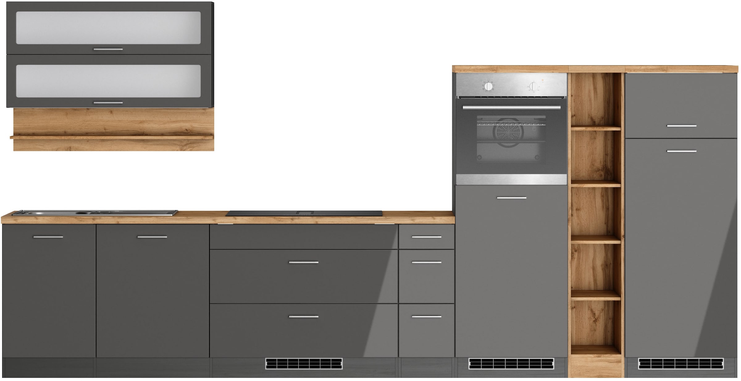 KOCHSTATION Küchenzeile "KS-Milan, optional mit Muldenlüfter" Breite 390 cm günstig online kaufen