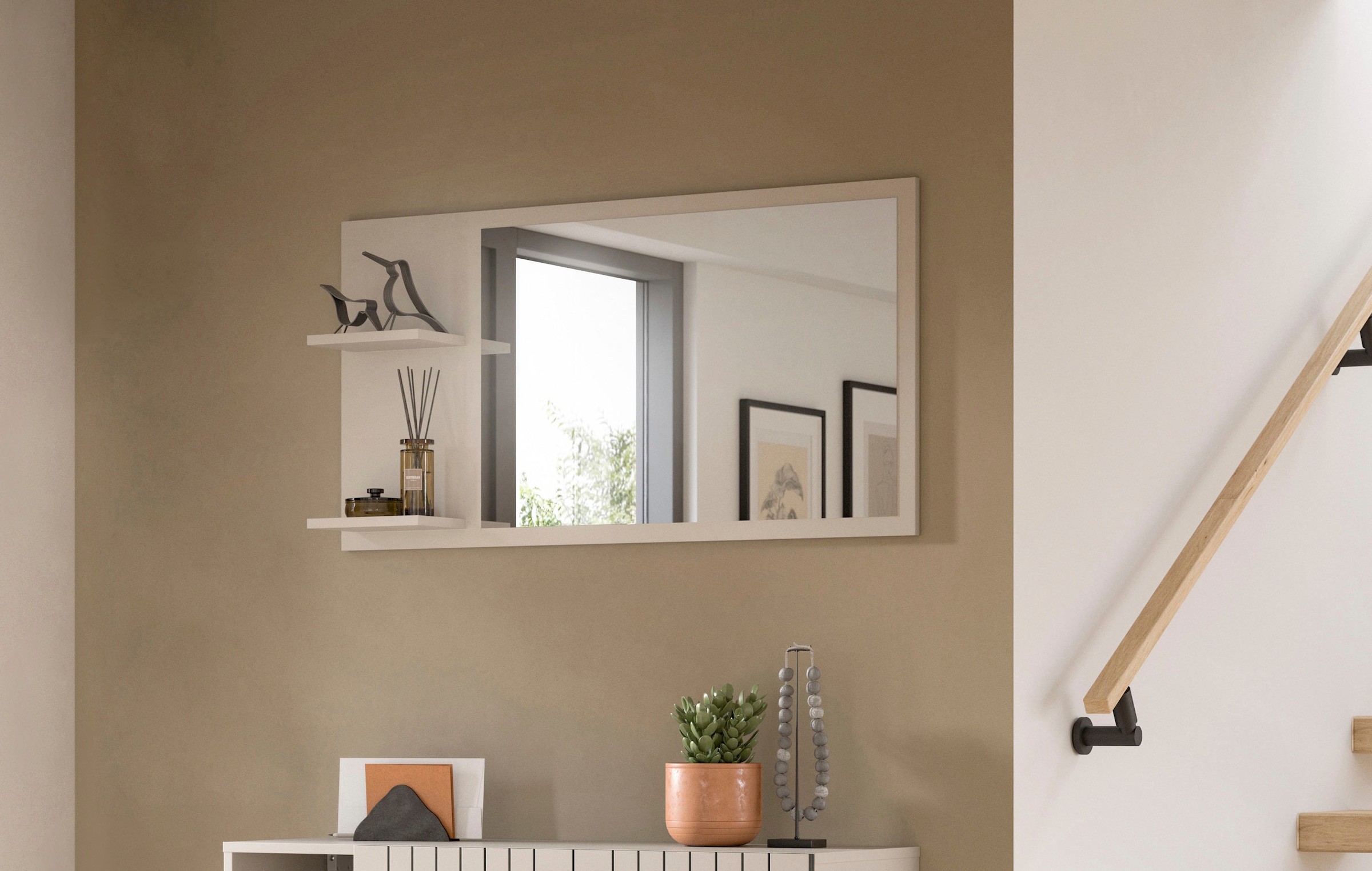 INOSIGN Spiegel "TATIO, 106x55x16 cm, 2 Ablageböden, große Spiegelfläche" G günstig online kaufen