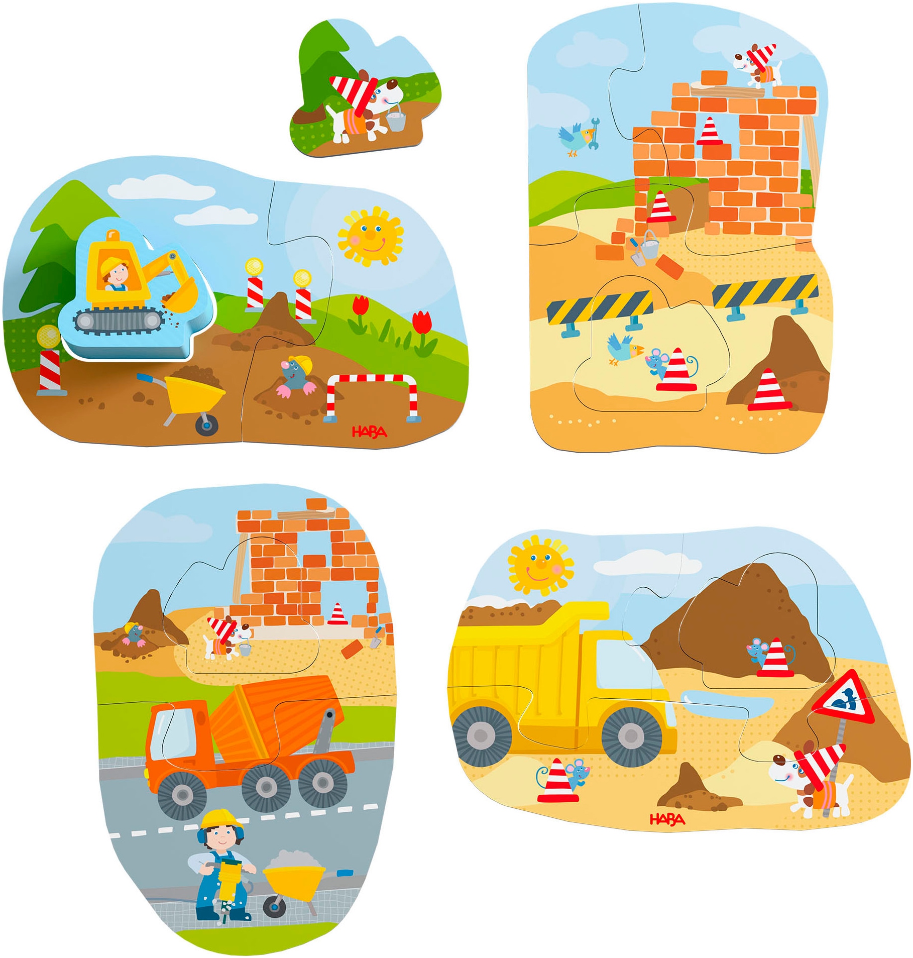 Haba Puzzle »4 erste Puzzles Baustelle«, (14 tlg.)