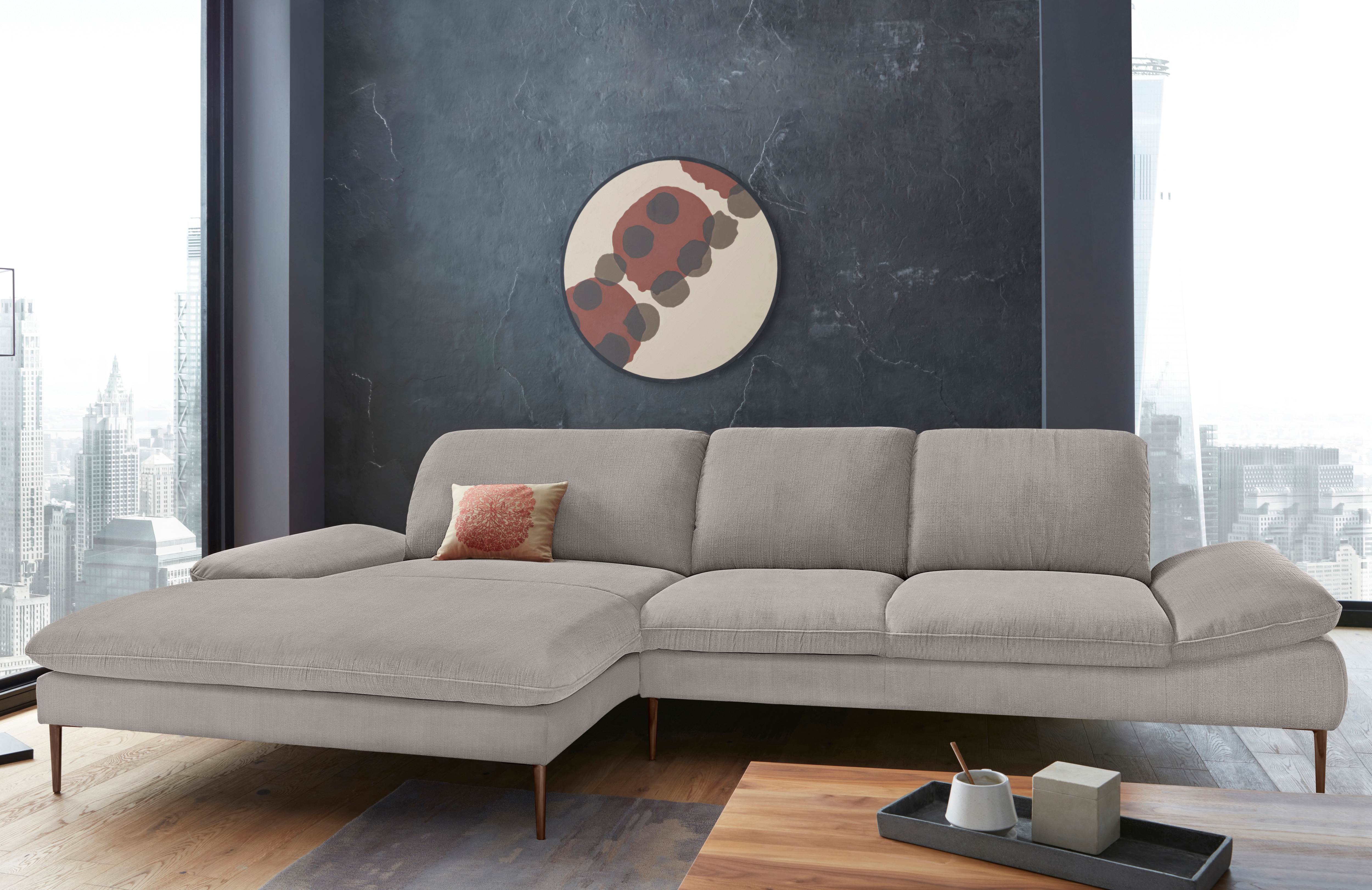 W.SCHILLIG Ecksofa "enjoy&MORE, Designsofa, bequem, elegant und zeitlos, L-Form" Sitztiefenverstellung, Füße bronze pulverbeschichtet, Breite 340 cm