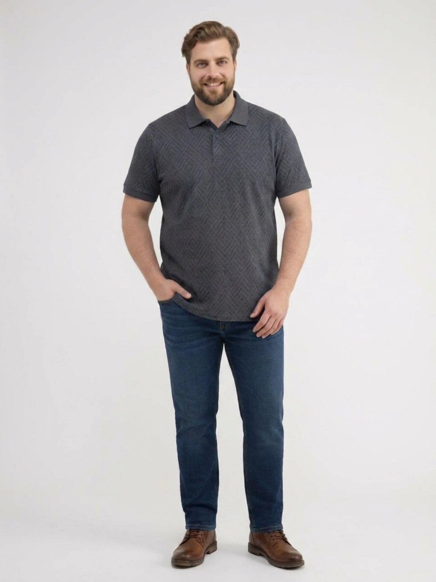 LERROS Poloshirt »Poloshirt, sportlich gemustert in 2-Tone-Optik, große Größen«