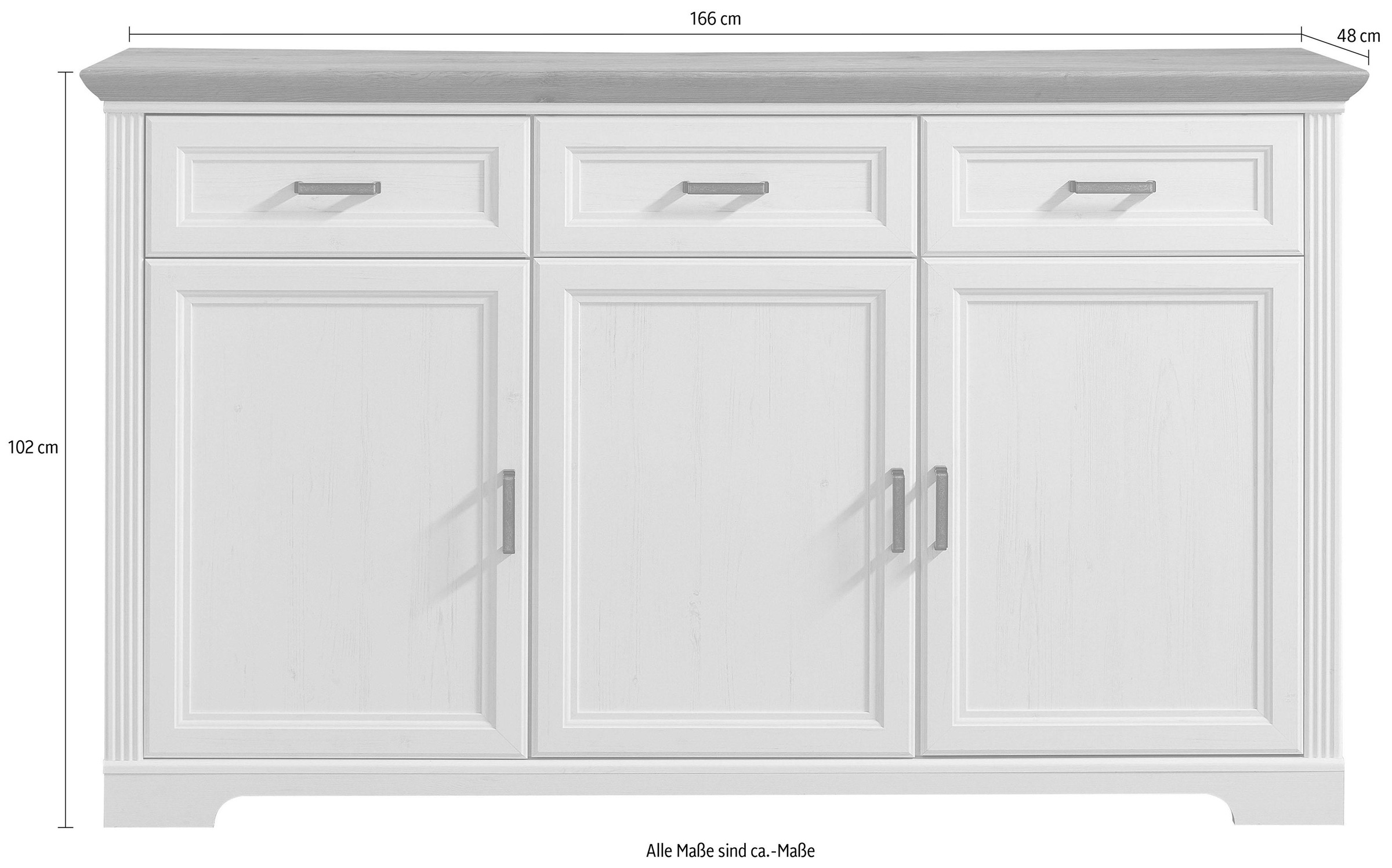 Thumbnail - Innostyle Sideboard "Jasmin" Breite 166 cm, 3 Holztüren, 3 Schubkästen