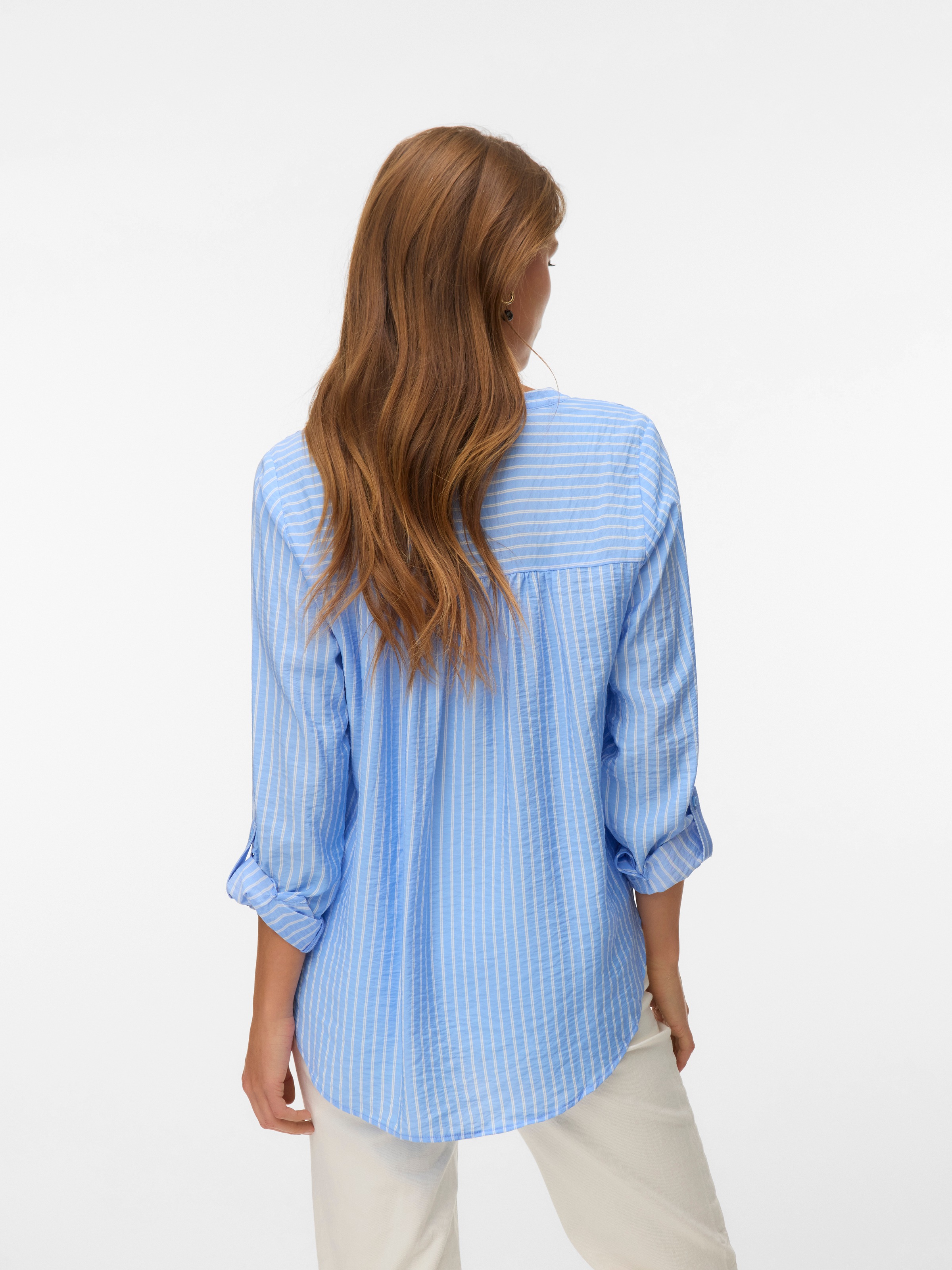 Vero Moda Blusenshirt "VMKAJA LS V-NECK FOLD-UP TOP WVN" mit Raglan-Ärmeln günstig online kaufen