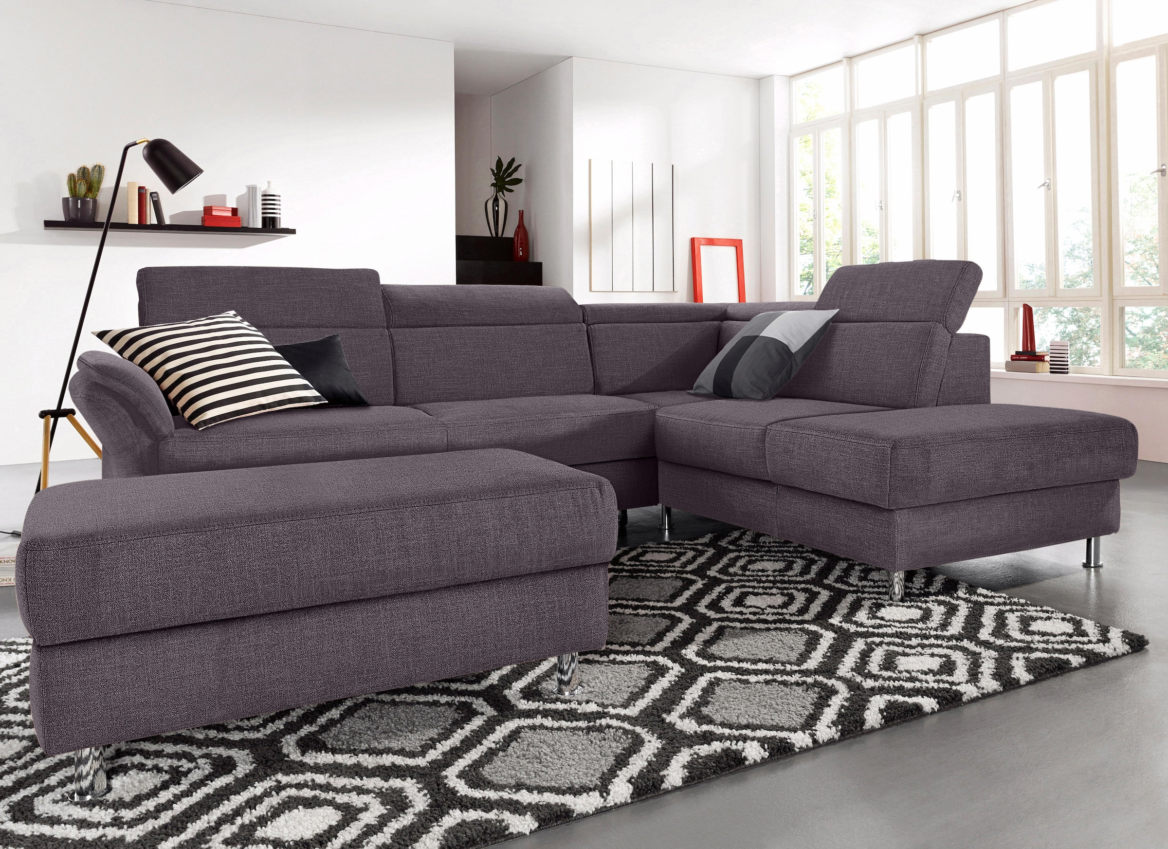 sit&more Ecksofa "Avignon L-Form" inklusive Kopfteilverstellung, wahlweise mit Schlaffunktion
