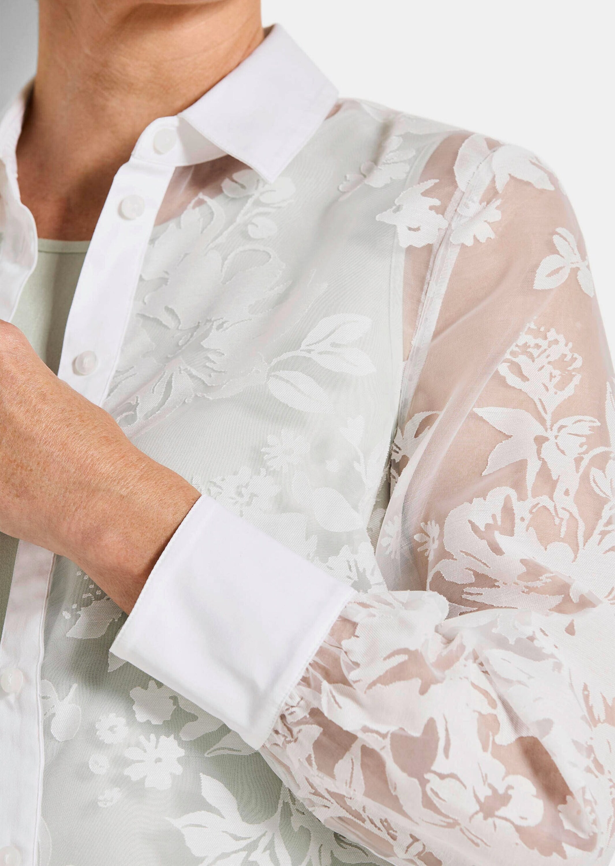 GOLDNER Hemdbluse »Hemdbluse mit floralem Muster« florale Ausbrennerware