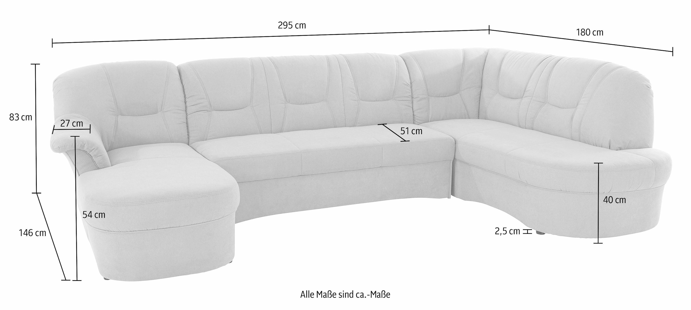DOMO collection Wohnlandschaft »Sarafina, zeitlos und komfortabel, optional mit Federkern, U-Form«, wahlweise mit Bettfunktion
