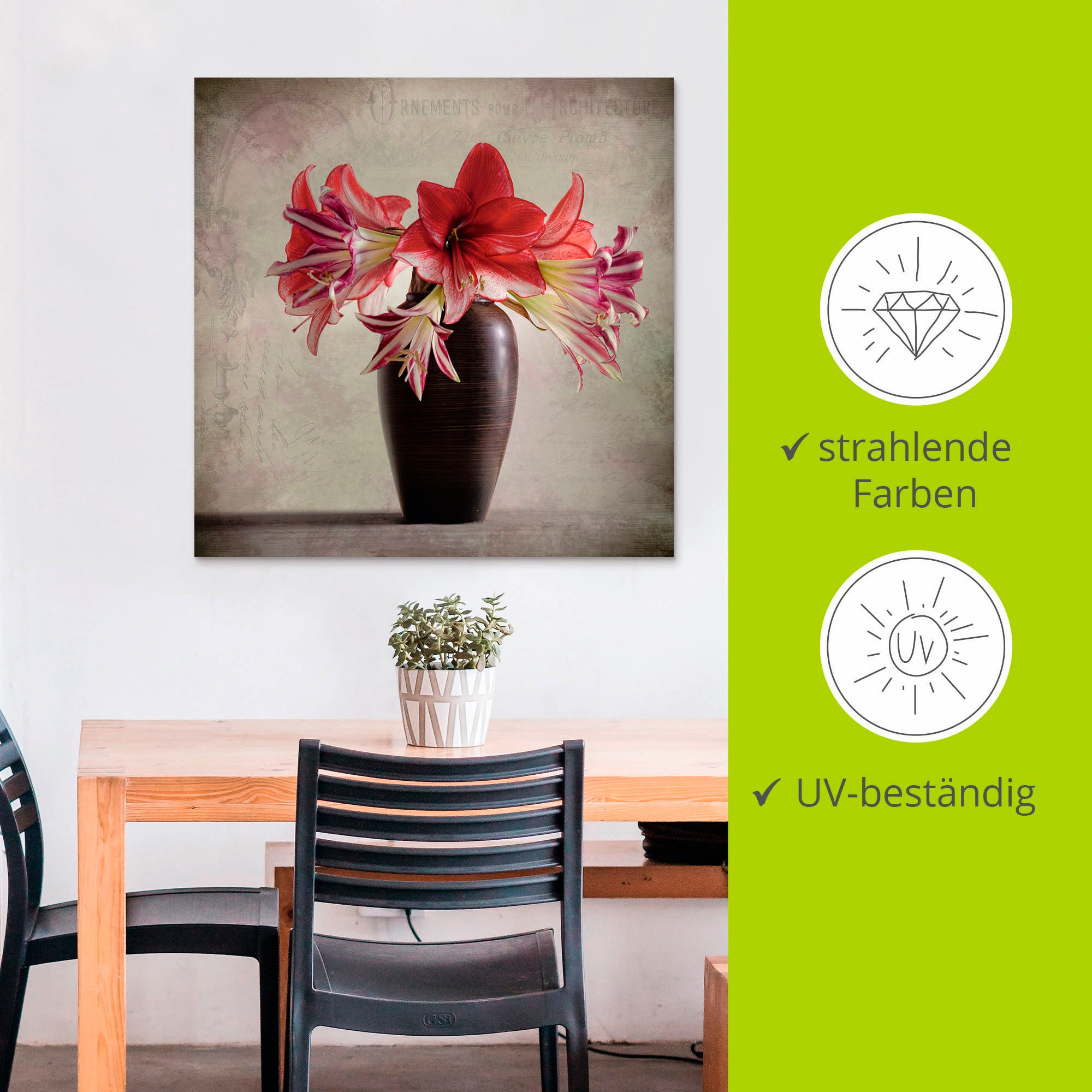 Artland Wandbild »Amaryllis Vintage II«, Blumen, (1 St.), als Alubild, Outdoorbild, Leinwandbild in verschied. Größen