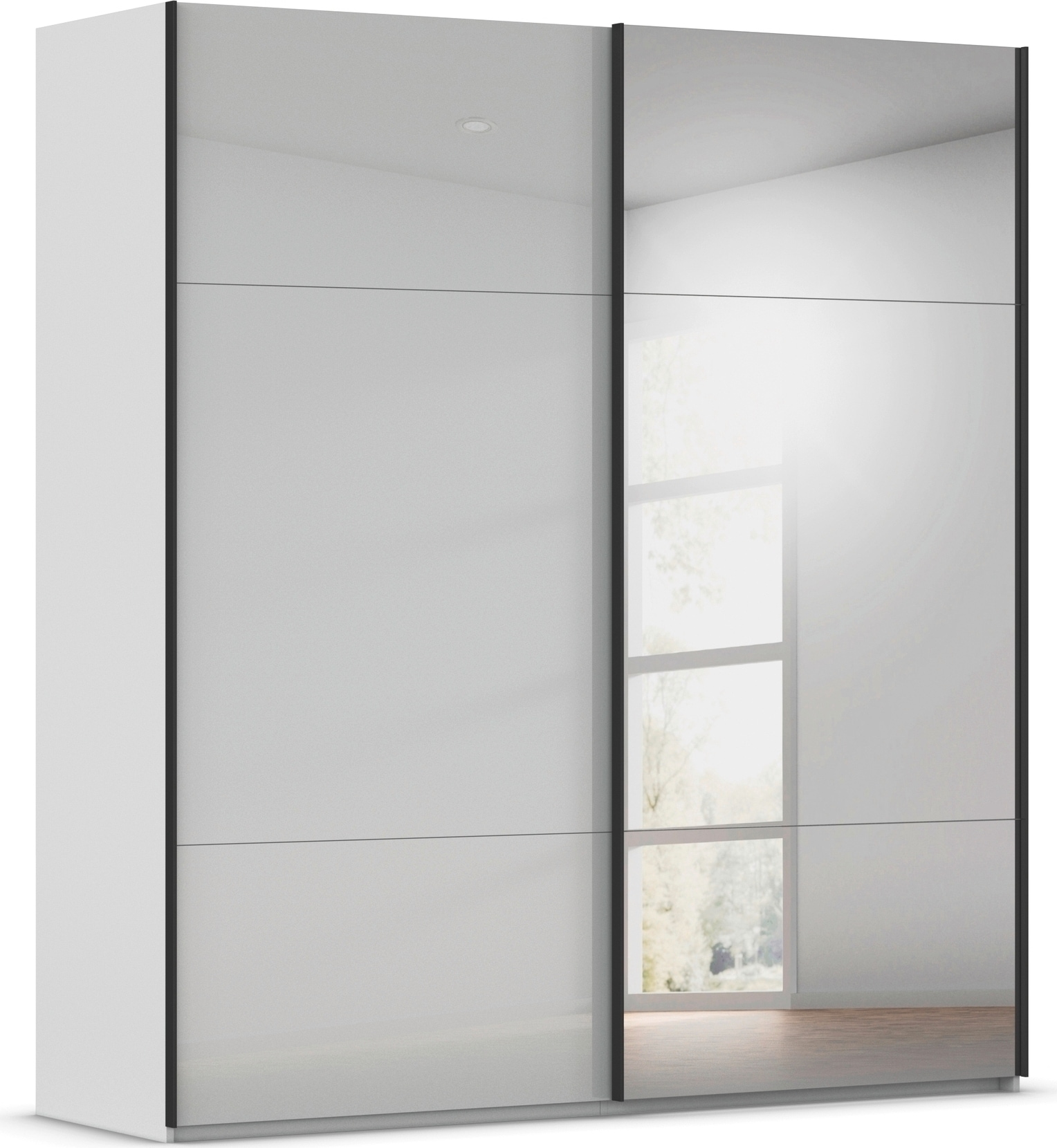 rauch Schwebetürenschrank "Kleiderschrank Schrank Garderobe Schlafzimmerschrank CONTIDO" 3 verschiedene Ausstattungen BASIC/CLASSIC/PREMIUM (inkl. SOFT-CLOSE), aus hochwertigem Material in 6 Breiten 2 Griff-Farben MADE IN GERMANY