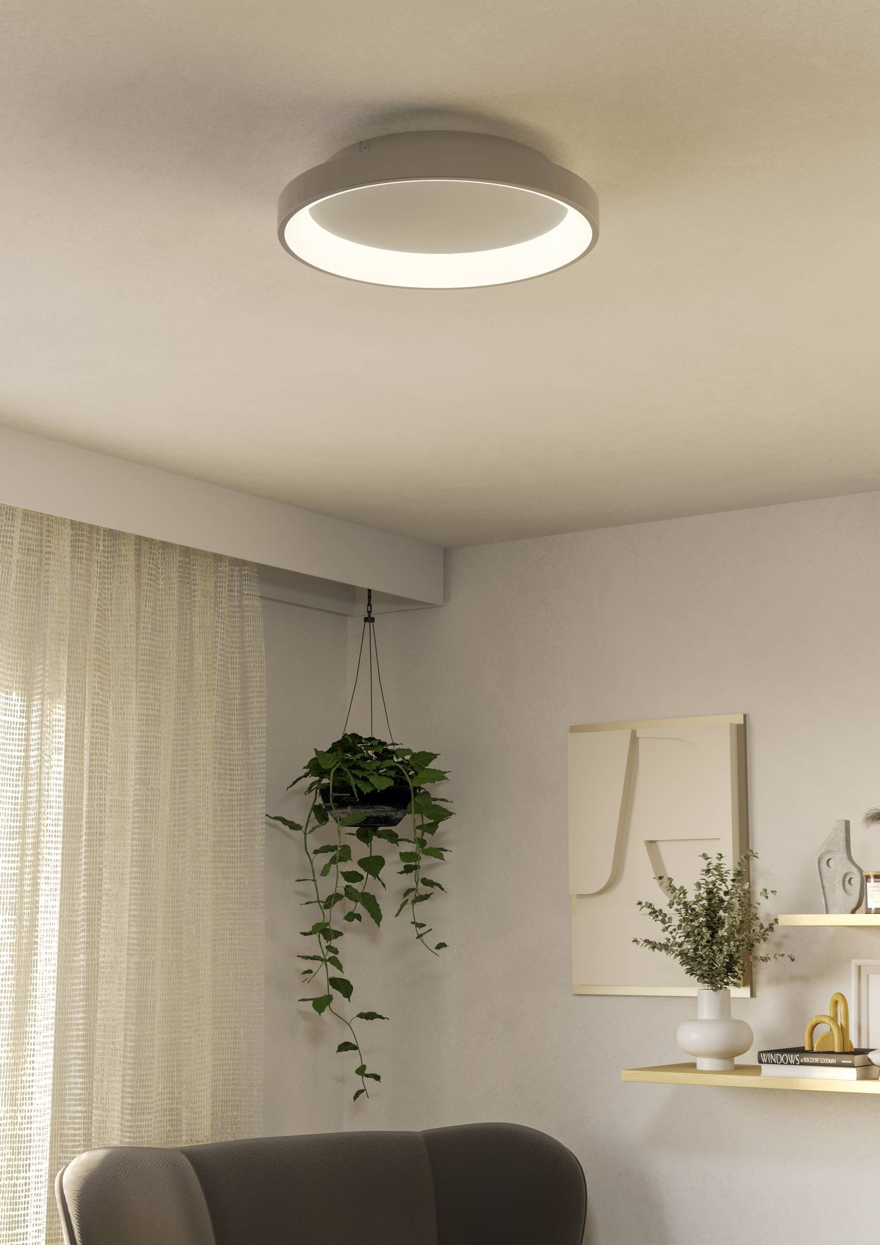EGLO Deckenleuchte »Loretello Deckenlampe, Wohnzimmerlampe, Metall und Kunststoff, Lampe« LED-Modul 1 Stk. Kaltweiß | Neutralweiß | Warmweiß Wand-/Deckenleuchte - H7,5 x Ø35 cm - weiß - 12W inkl.