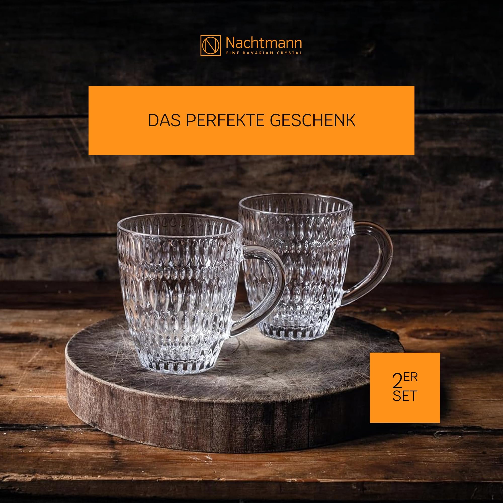 Nachtmann Becher »Kaffeebecher Ethno Barista 392 ml 2er Set transparent«