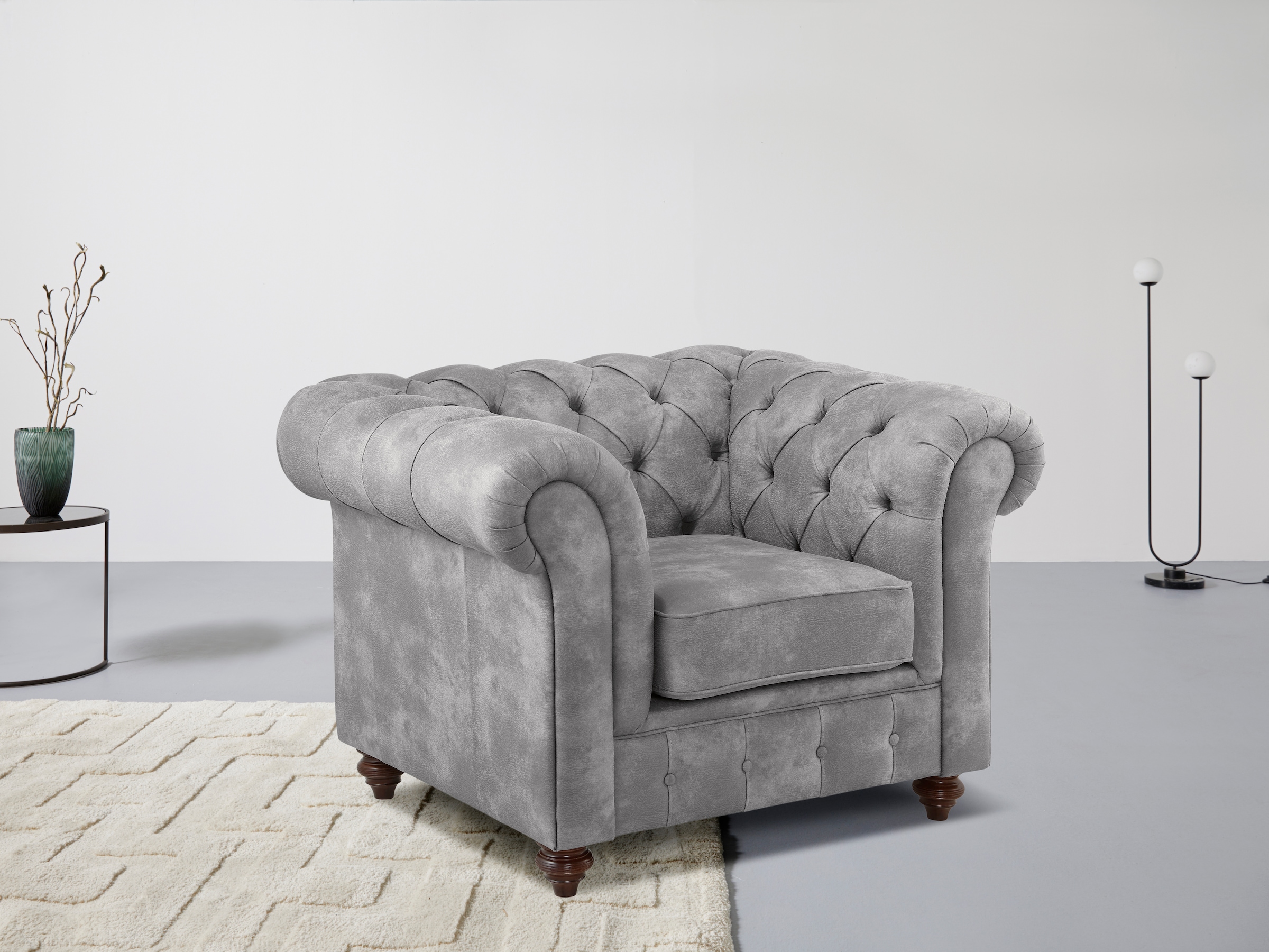 OTTO home Sessel "Chesterfield B/T/H: 105/69/74 cm" mit hochwertiger Knopfheftung, auch in Leder