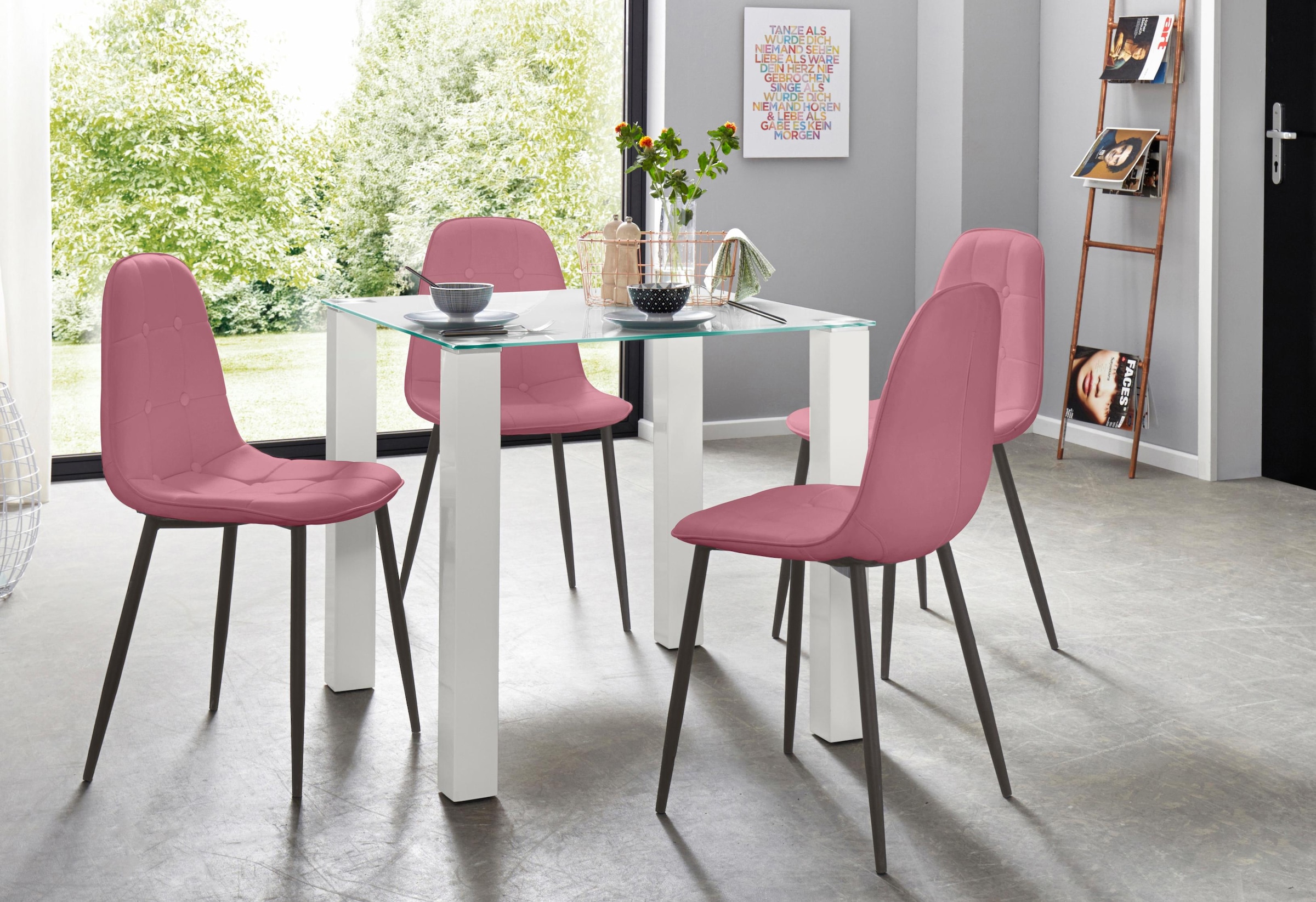INOSIGN Essgruppe Set, 5 Stk. tlg. mit Glastisch, Breite 80 cm günstig online kaufen