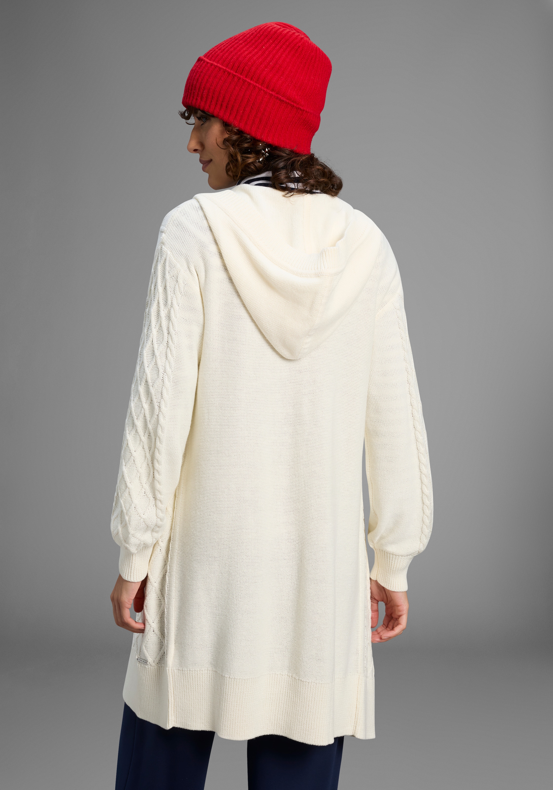 Laura Scott Longstrickjacke, mit Kapuze in lässigem Zopfstrick Design - NEUE KOLLEKTION