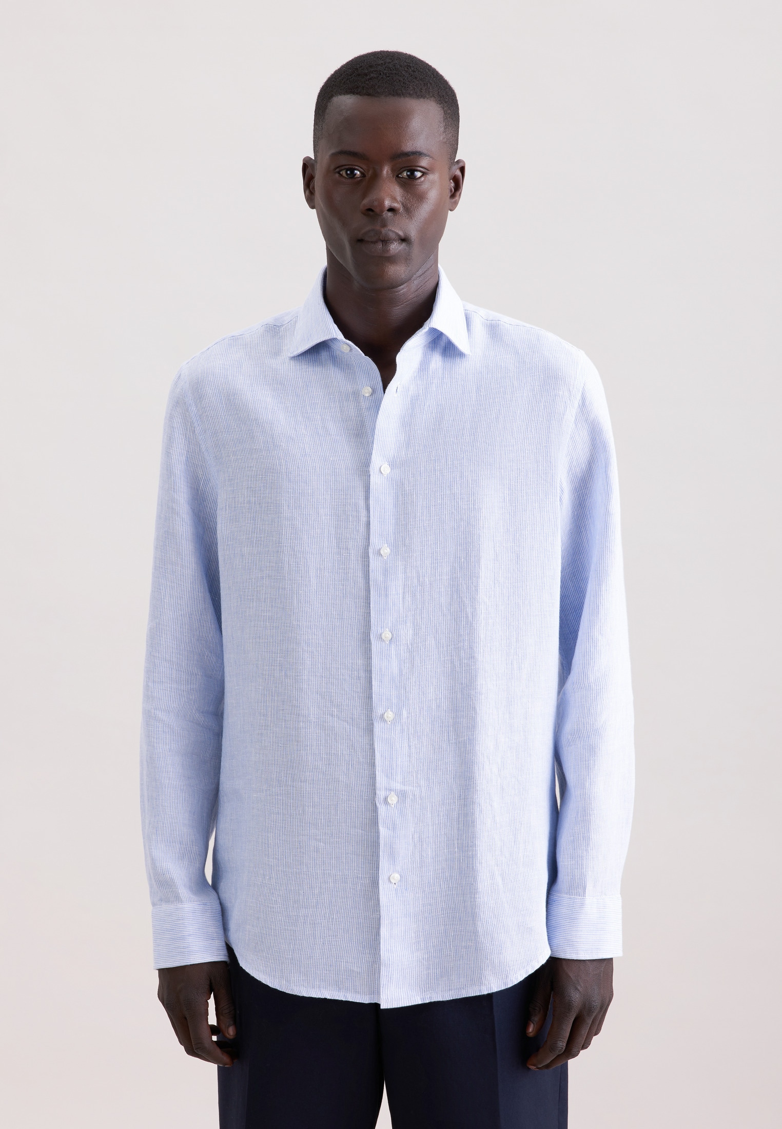 seidensticker Leinenhemd "Schwarze Rose" Slim 1/1 Kentkragen Gestreift günstig online kaufen