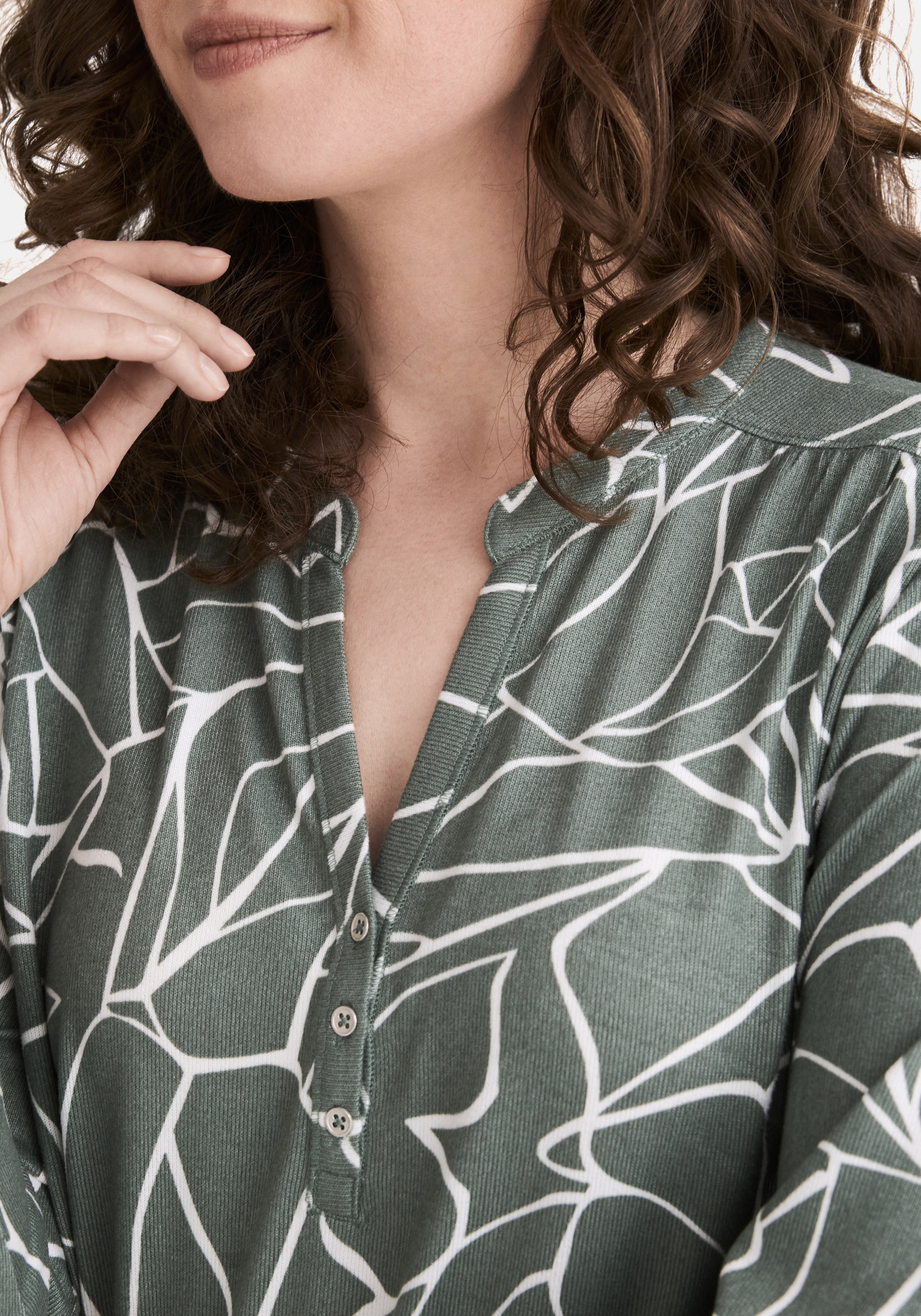 STOOKER WOMEN 3/4-Arm-Shirt »MARIE Print Shirt Bluse 3/4-Arm«, Regular Fit Shirt Bluse Baumwolle Shirt Knopfleiste für Damen